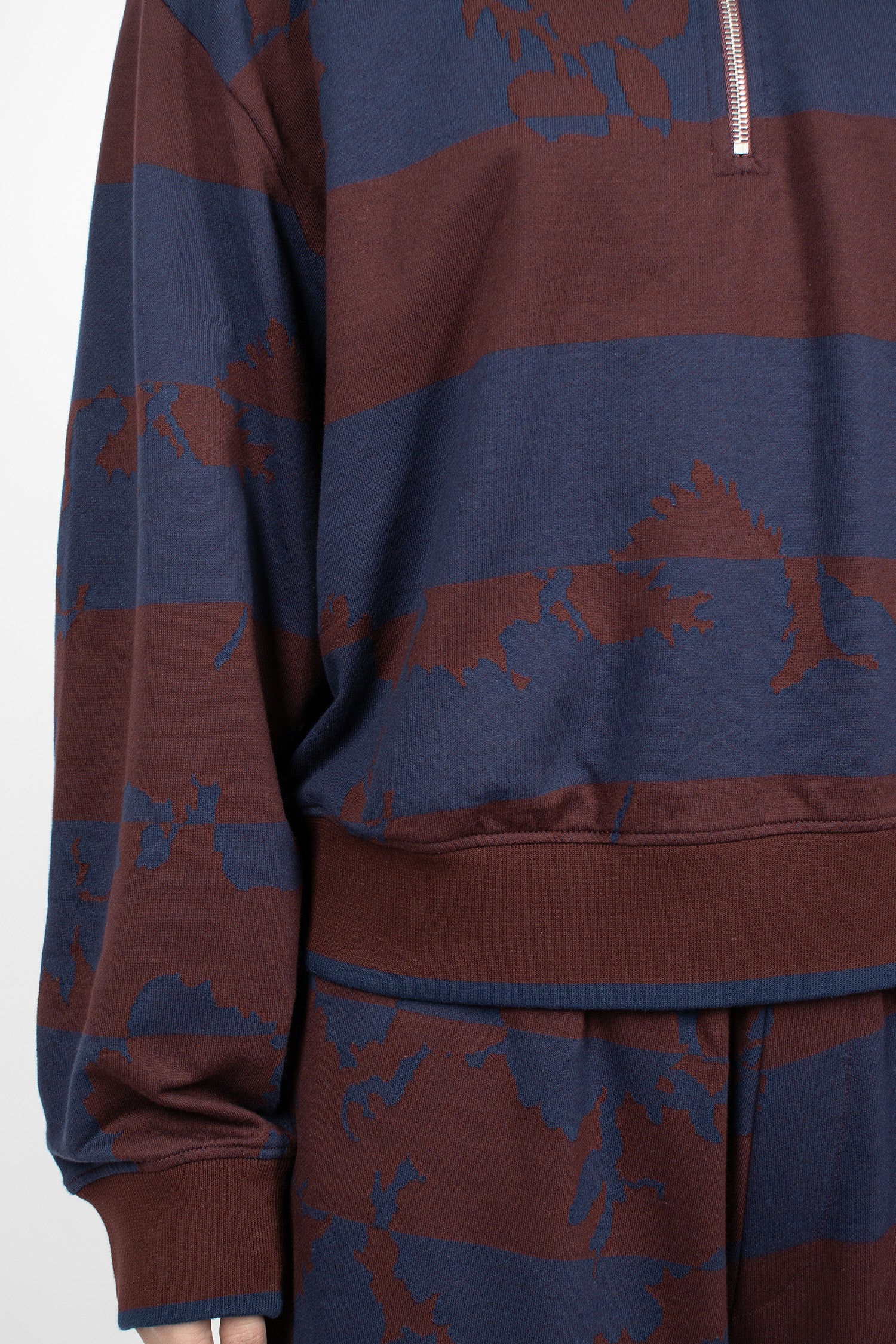 Printed Zip Sweatshirt Burgundy