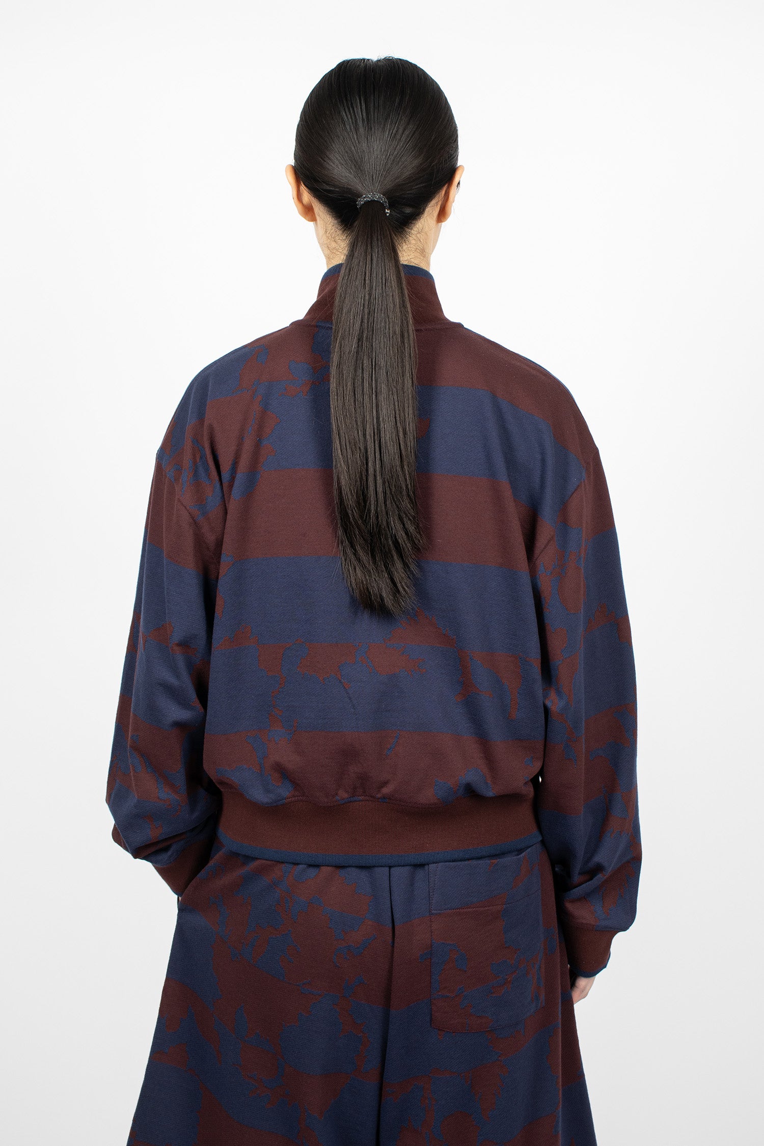 Printed Zip Sweatshirt Burgundy