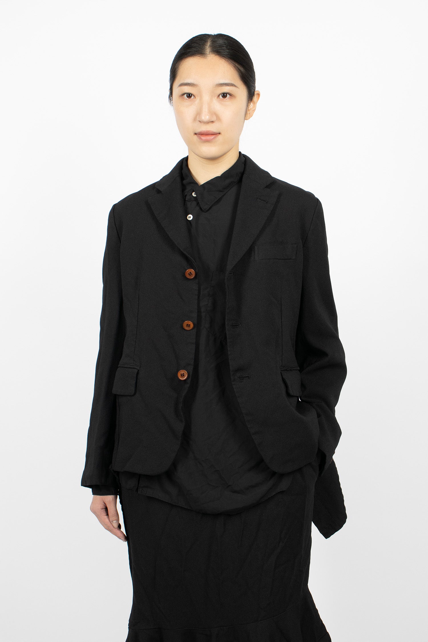 Draped Panel Twill Jacket Black
