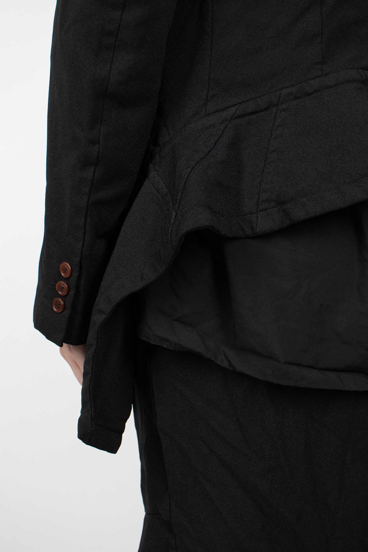 Draped Panel Twill Jacket Black