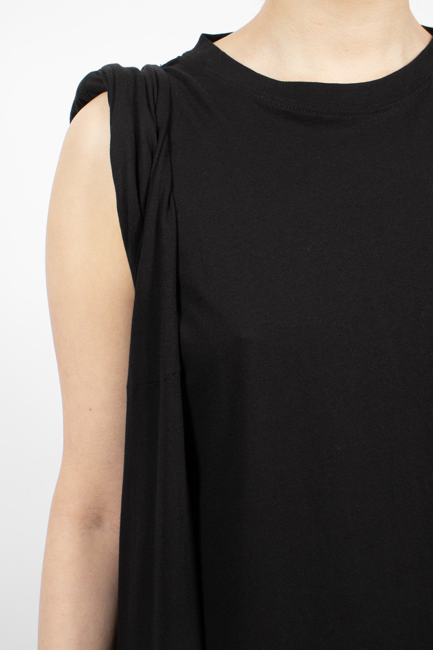 Sleeveless Twisted Jersey Long Dress Black