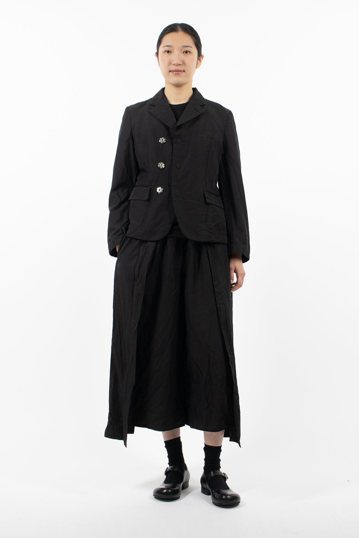 Pleated Dropped Rise Pants Black