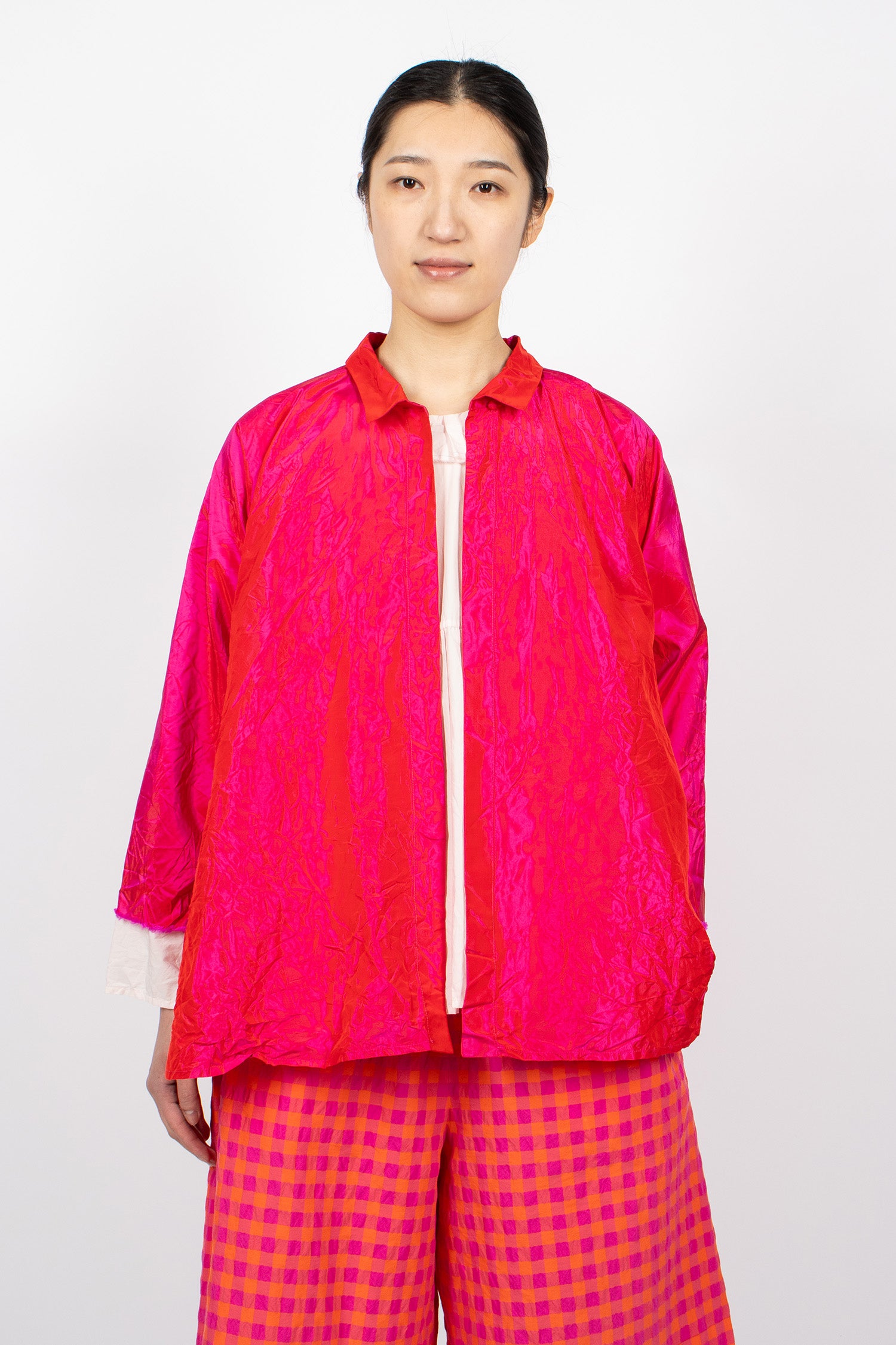 Washed Silk Jacket Fuchsia Red