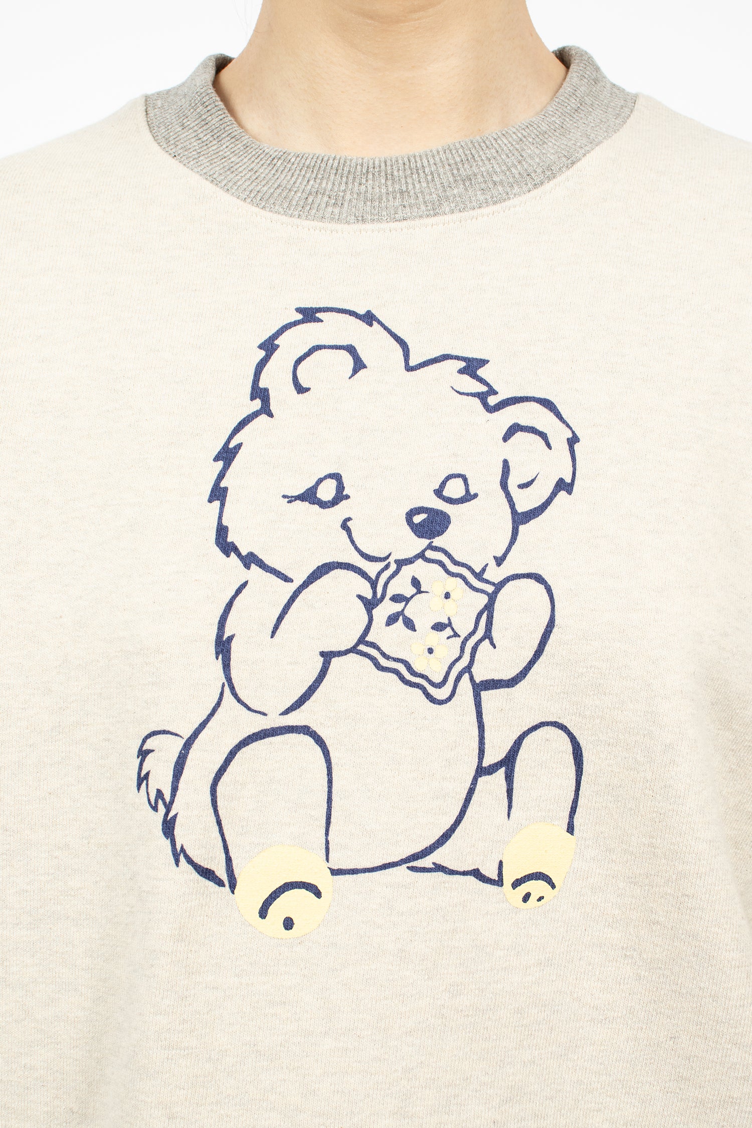 Peckish Little Bear Crew Sweatshirt Ecru/Grey