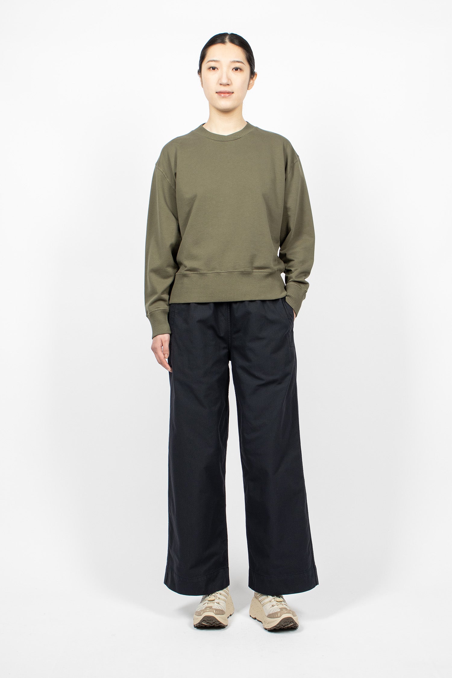 Cross Neck Sweatshirt Uniform Green