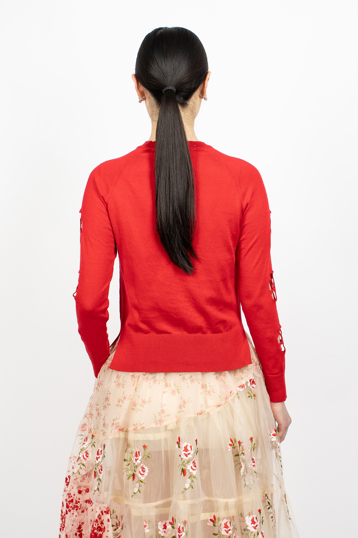 Mercerised Daisy Cutout Jumper Red