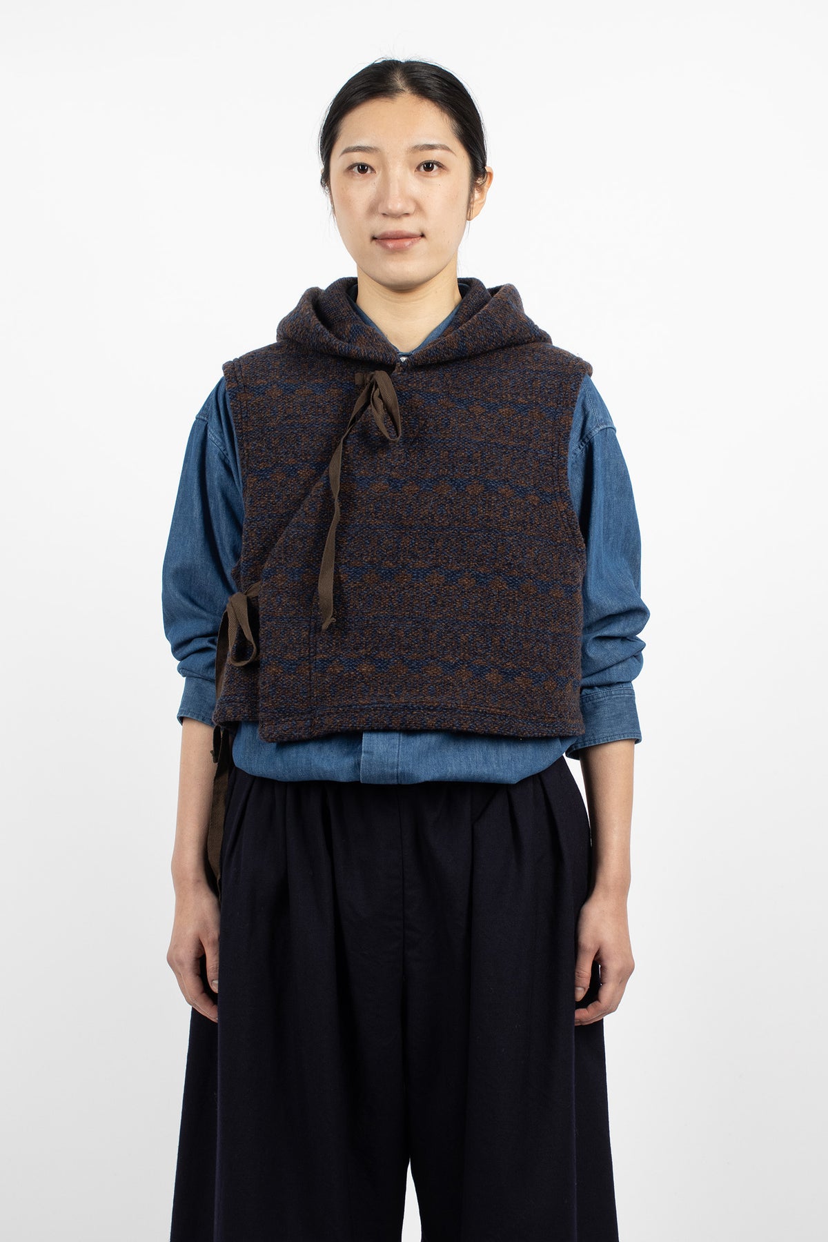 Knit Vest Brown/Navy