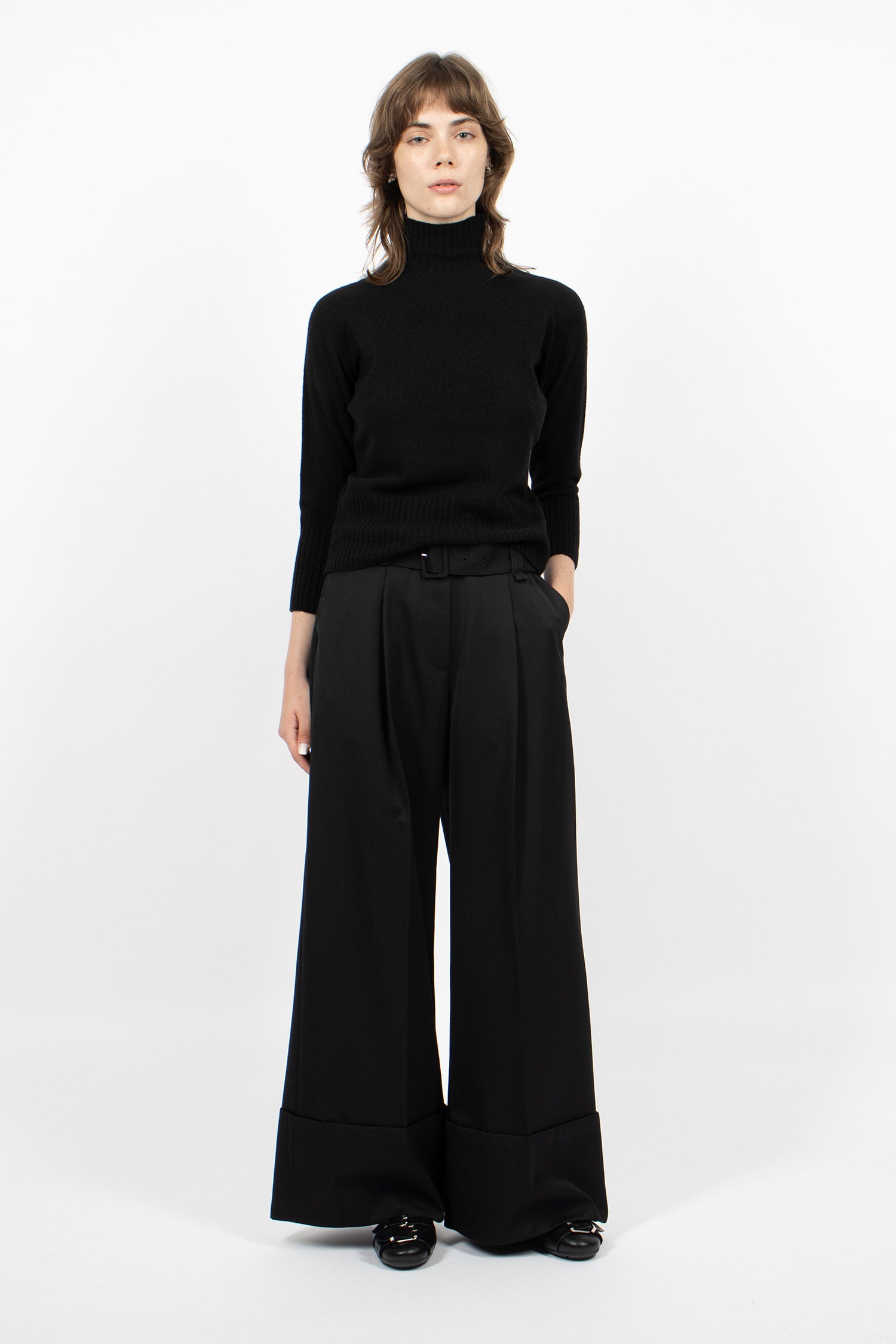 Cashmere Open Back High Neck Jumper Black