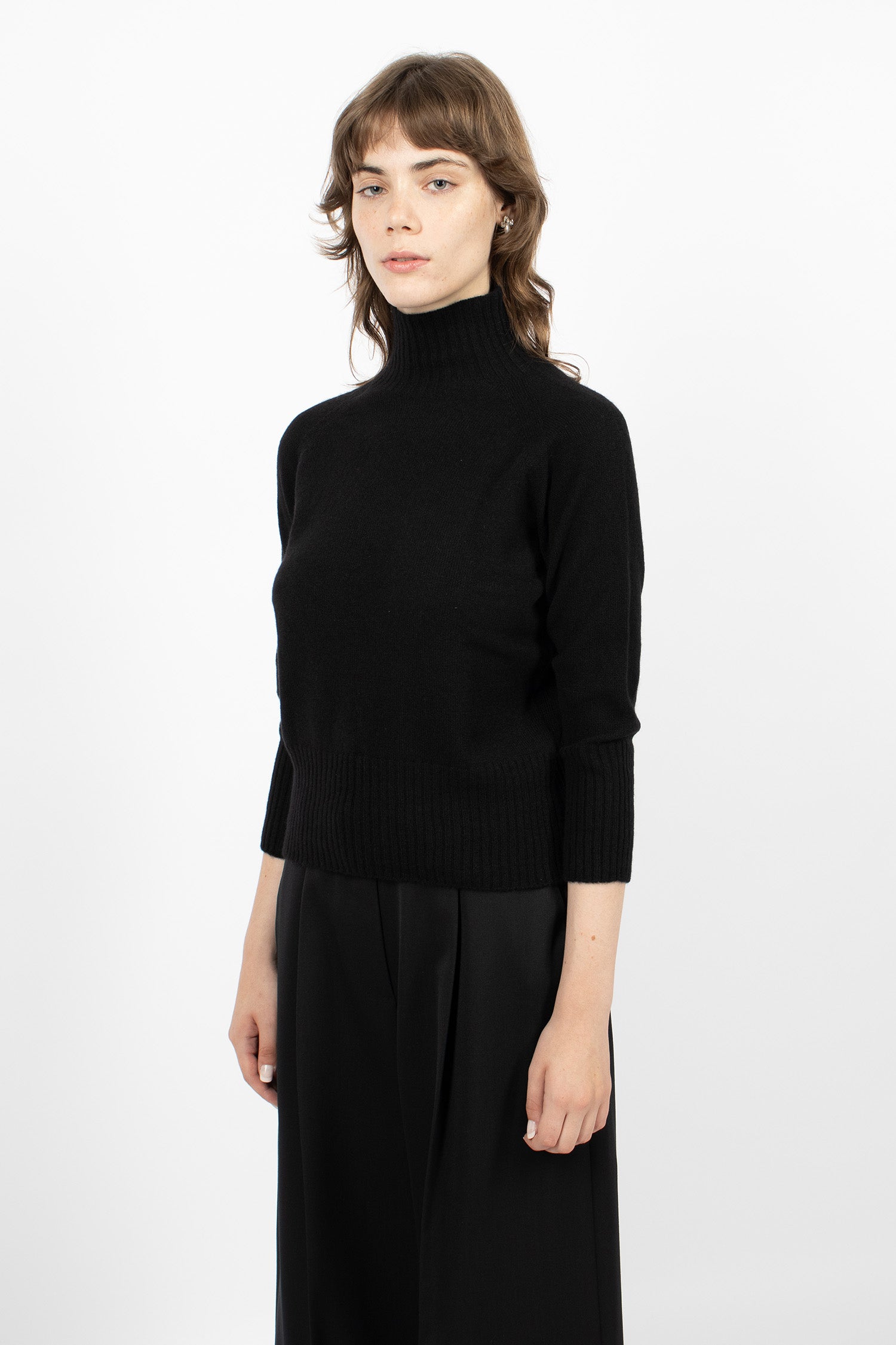 Cashmere Open Back High Neck Jumper Black