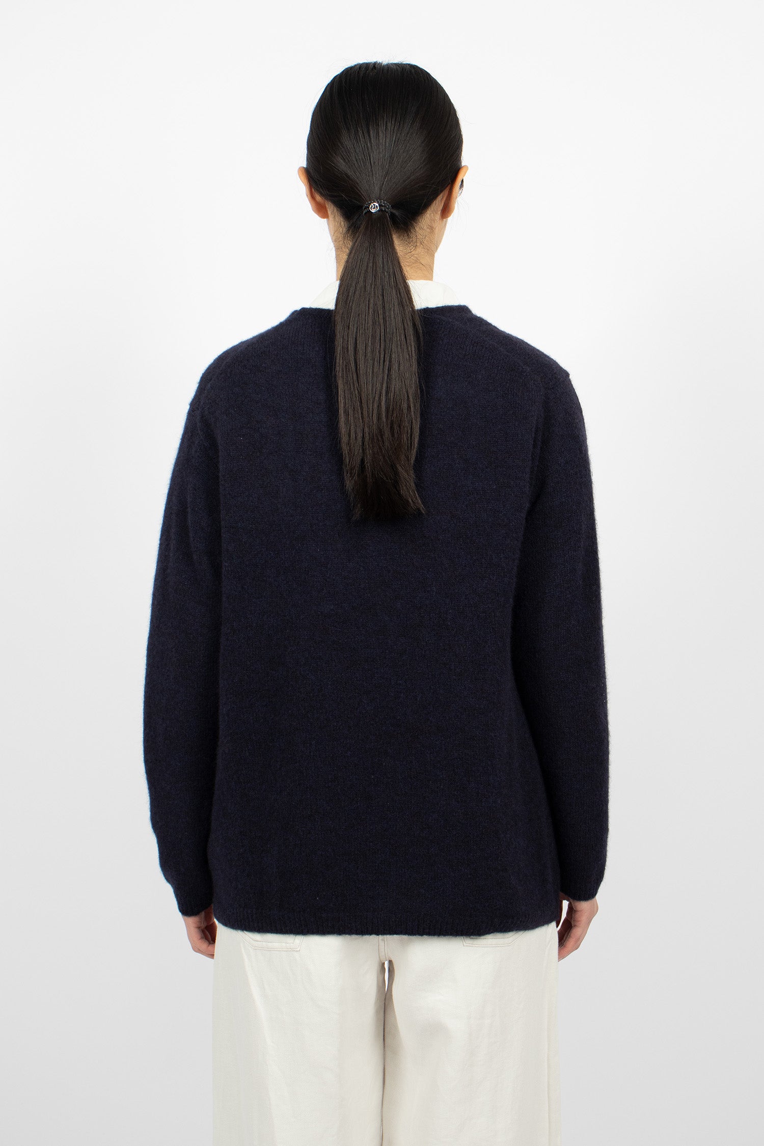 Alpaca Wool Pocket Cardigan Navy