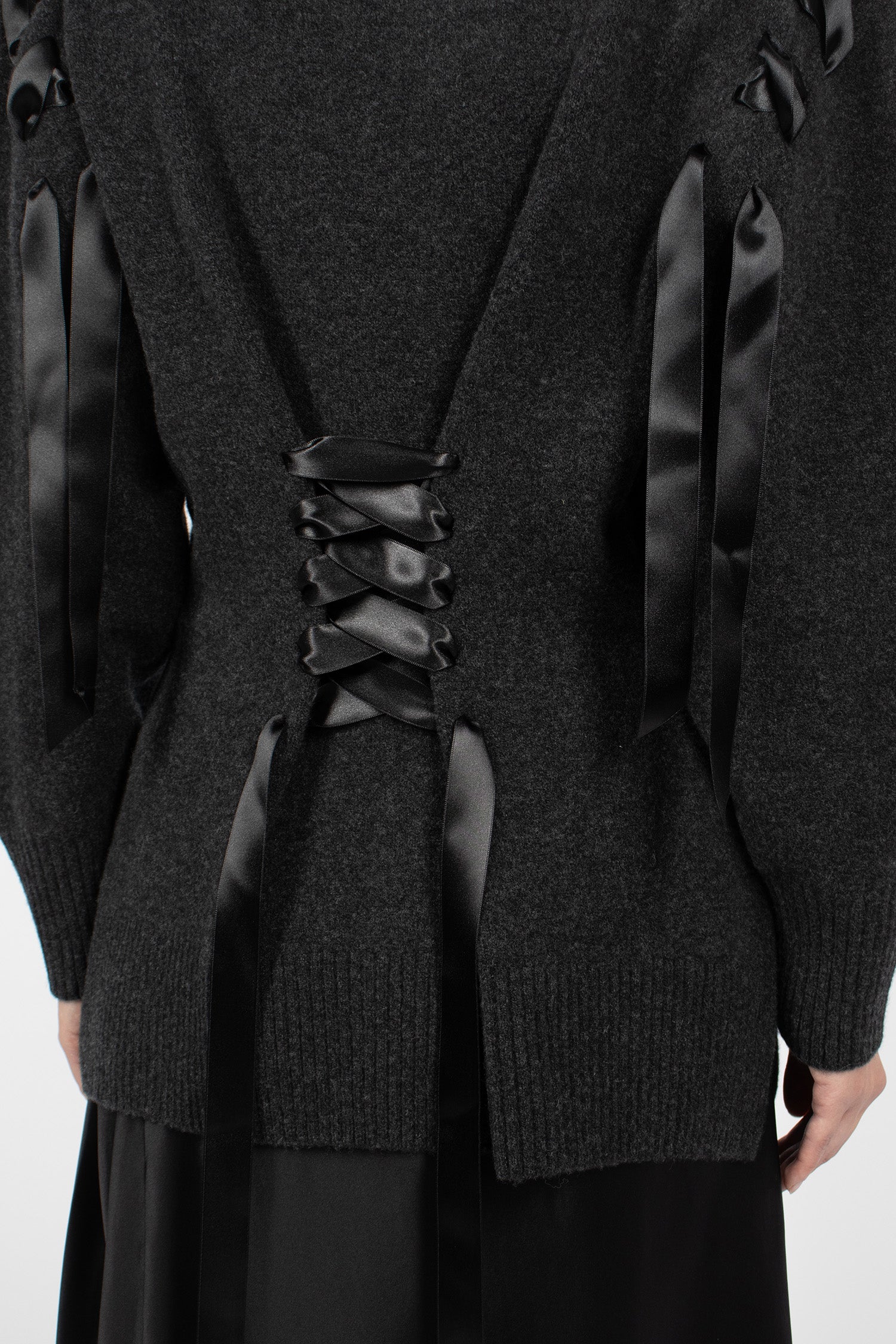 Sculpted Ribbon Corset Cardigan Charcoal