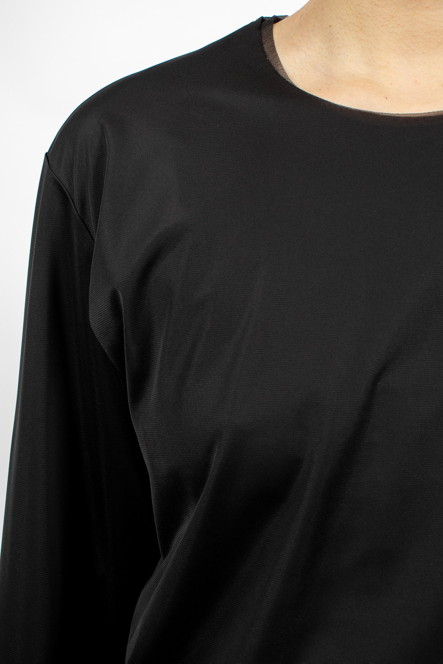 Contrast Layered LS T-Shirt Black