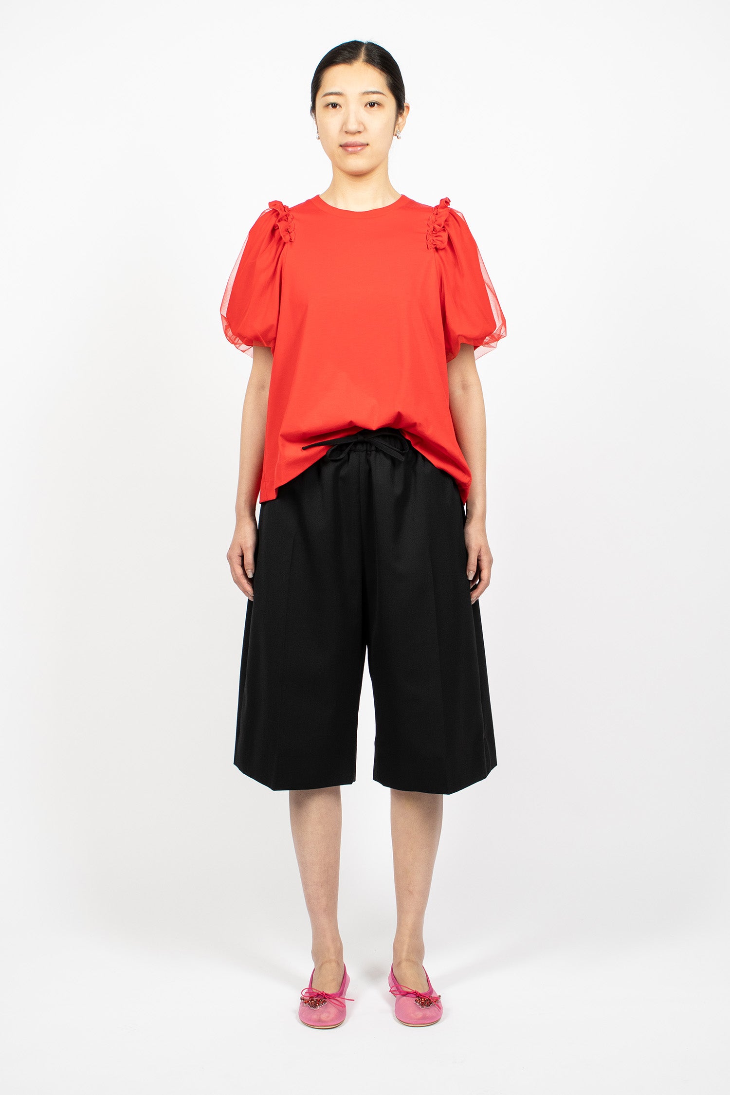Wide Leg Long Shorts Black