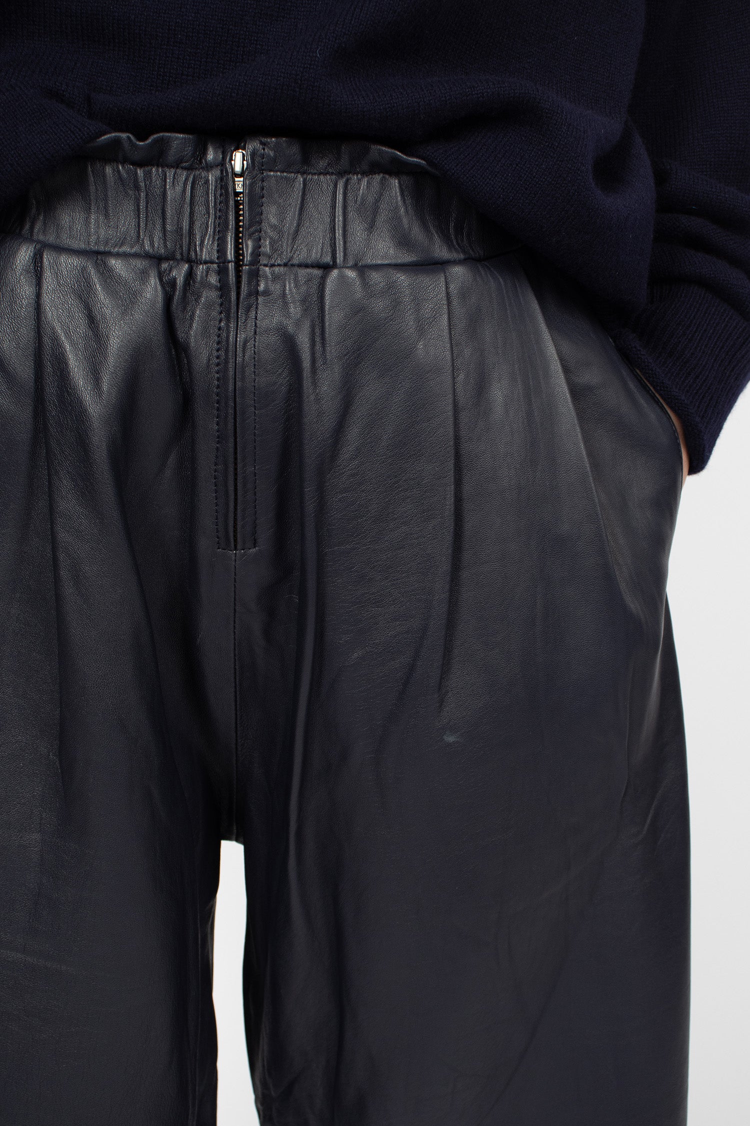 Luce Leather Trouser Navy