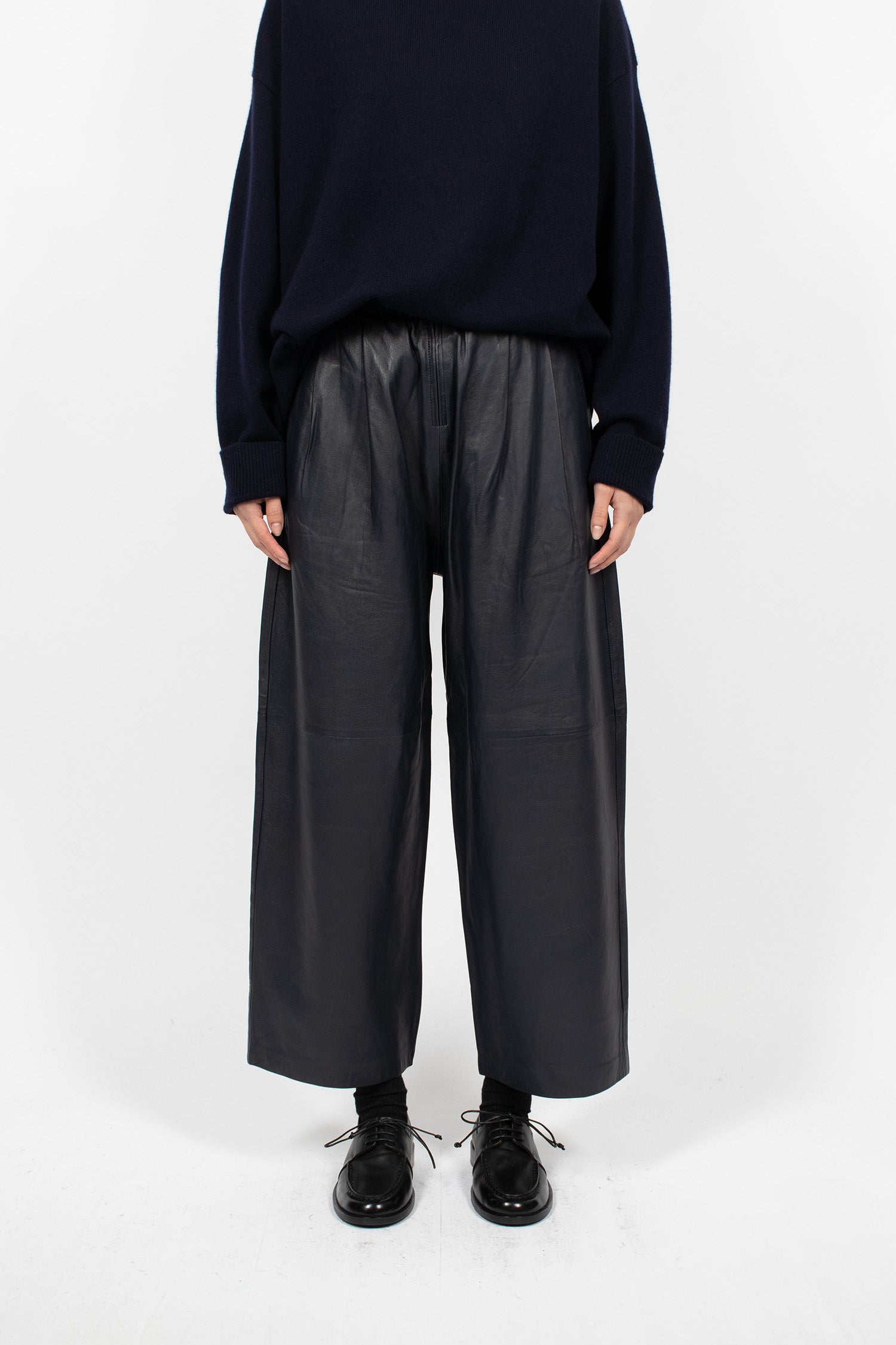 Luce Leather Trouser Navy