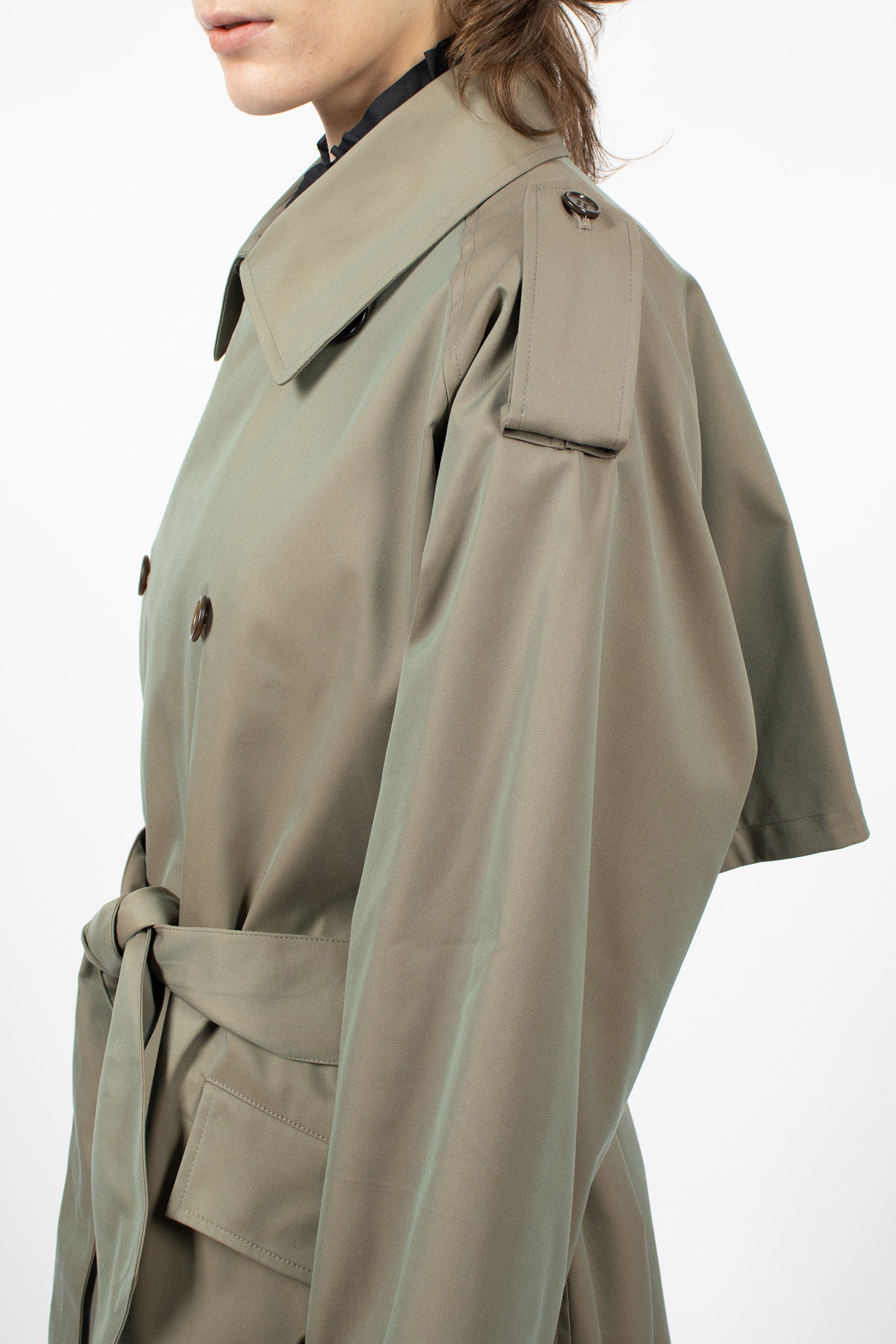 Raglan Sleeve Trench Maxi Coat Olive
