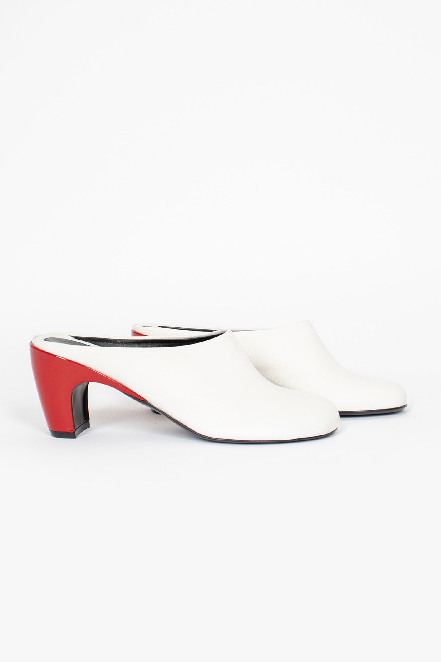 Leather Heeled Mules White