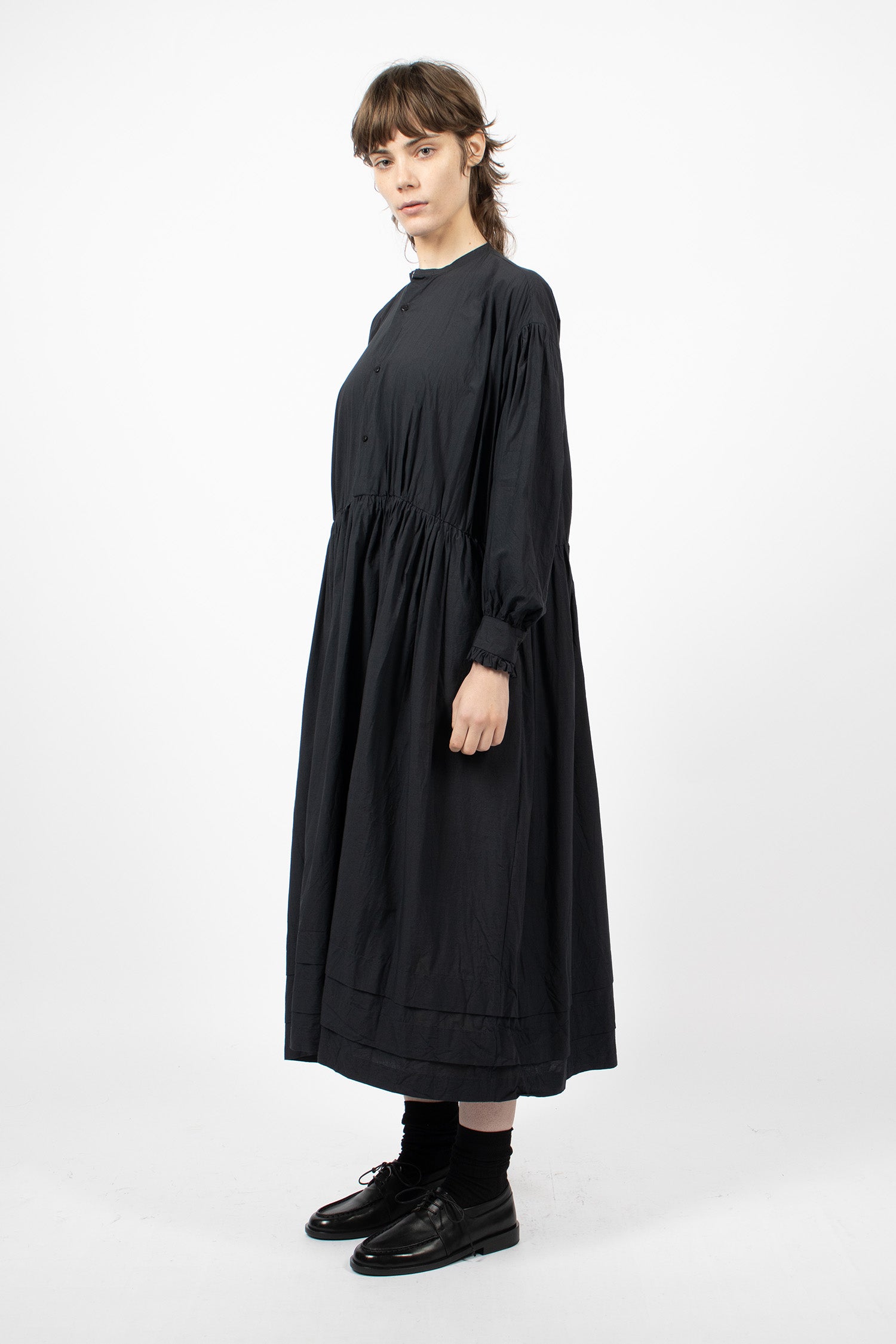 Classic Gathered Dress Black Navy