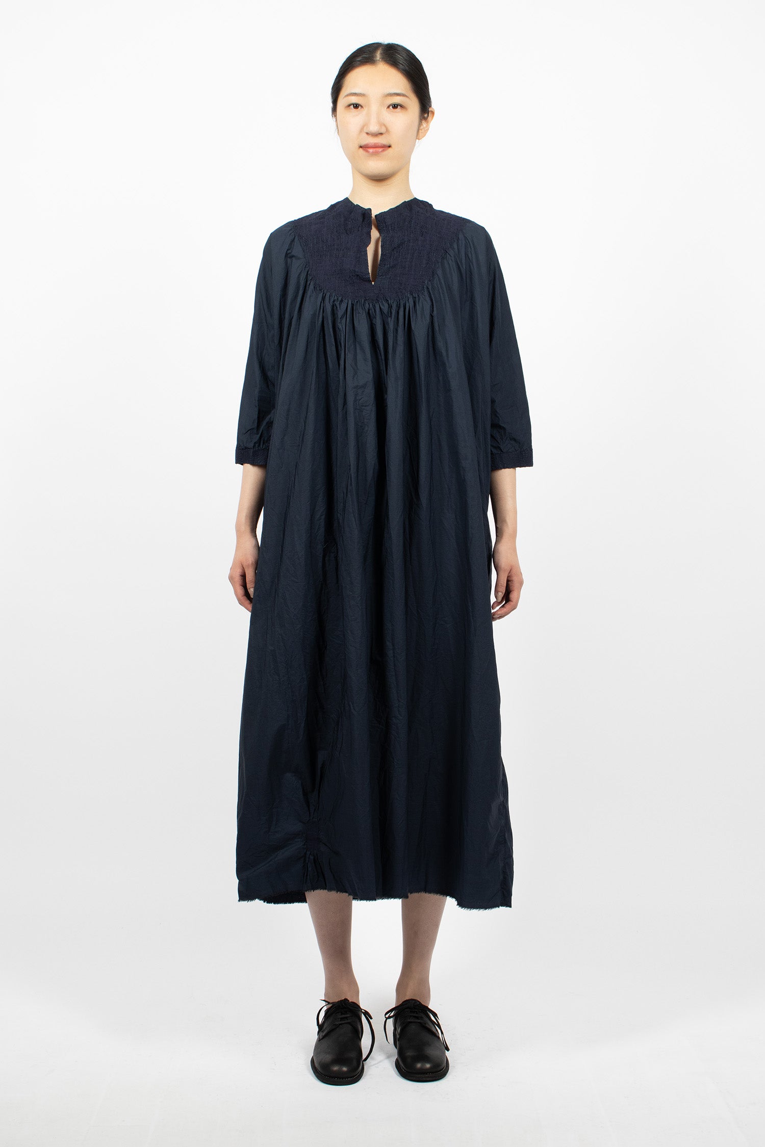 Zigzag Stitched Dress Navy Blue