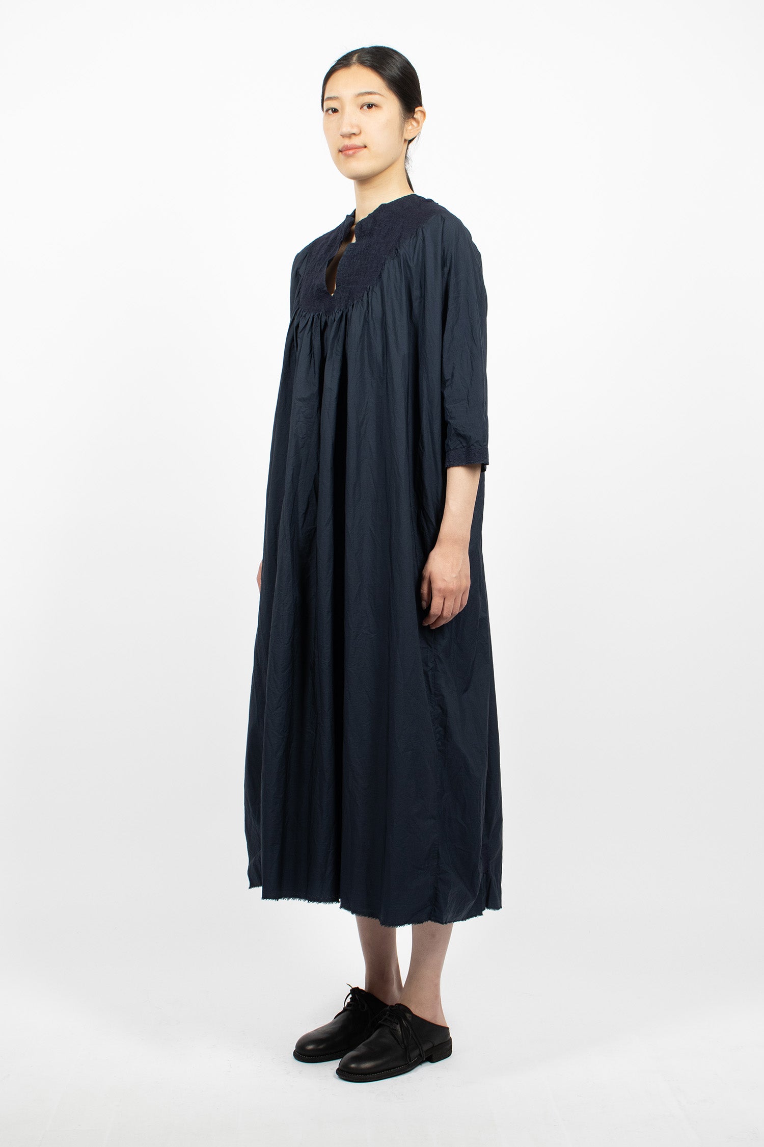 Zigzag Stitched Dress Navy Blue