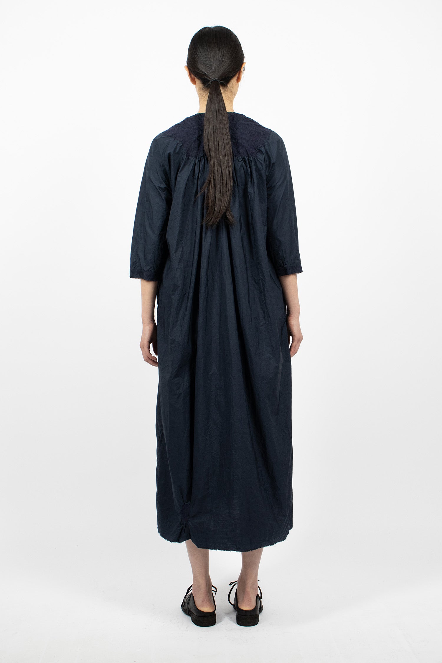 Zigzag Stitched Dress Navy Blue