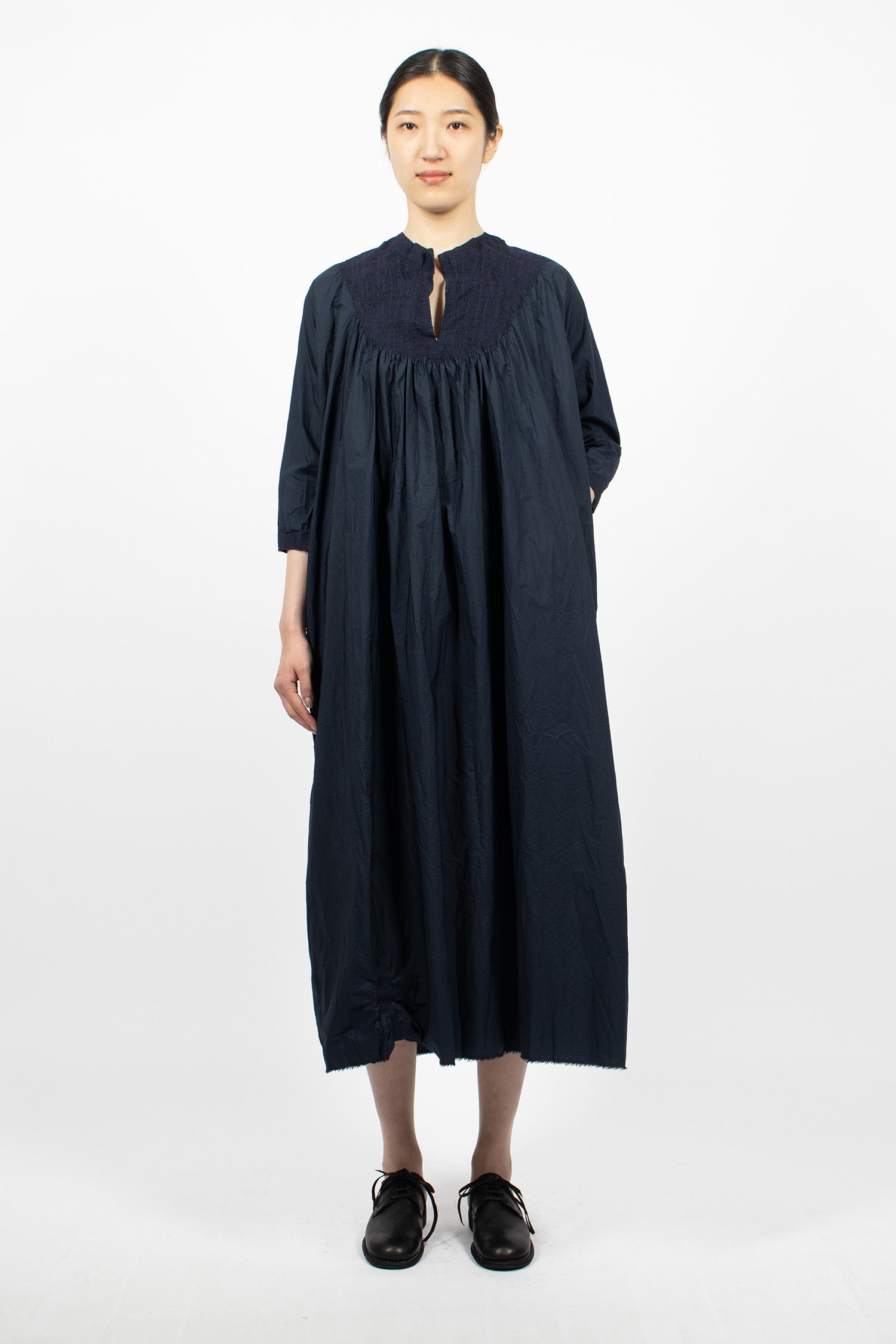 Zigzag Stitched Dress Navy Blue