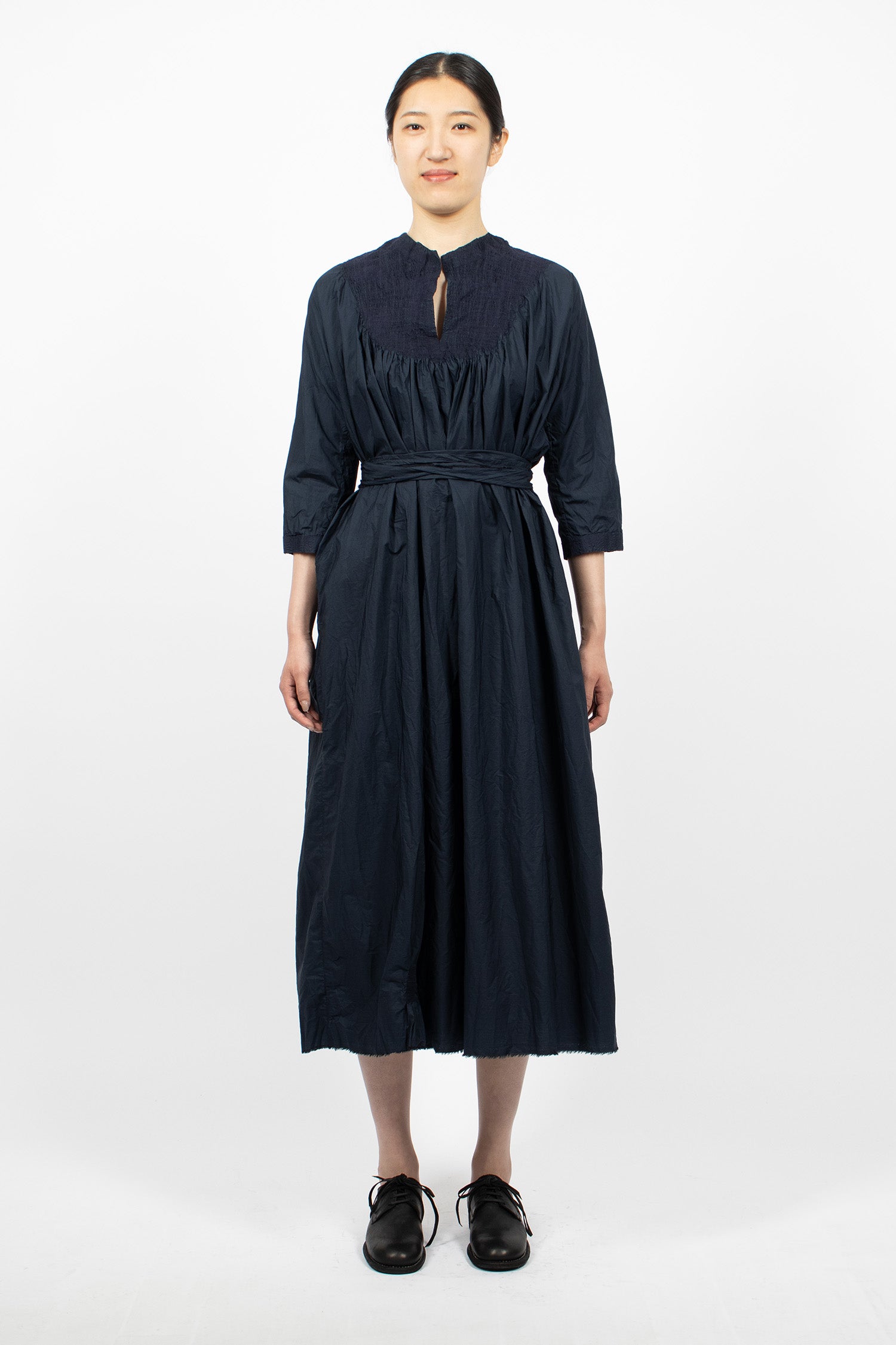 Zigzag Stitched Dress Navy Blue