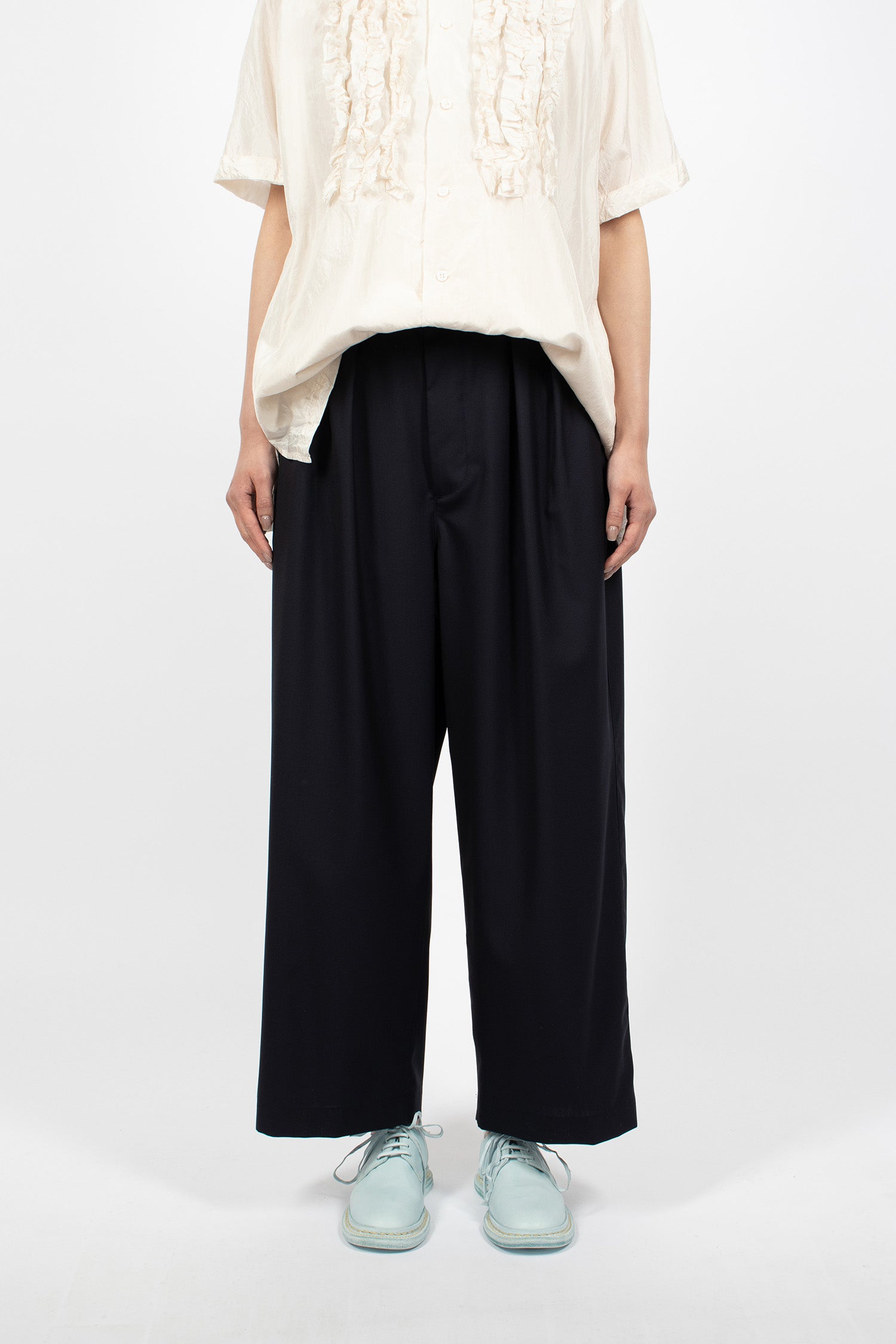 2 In-Pleat Baggy Pants Dark Navy