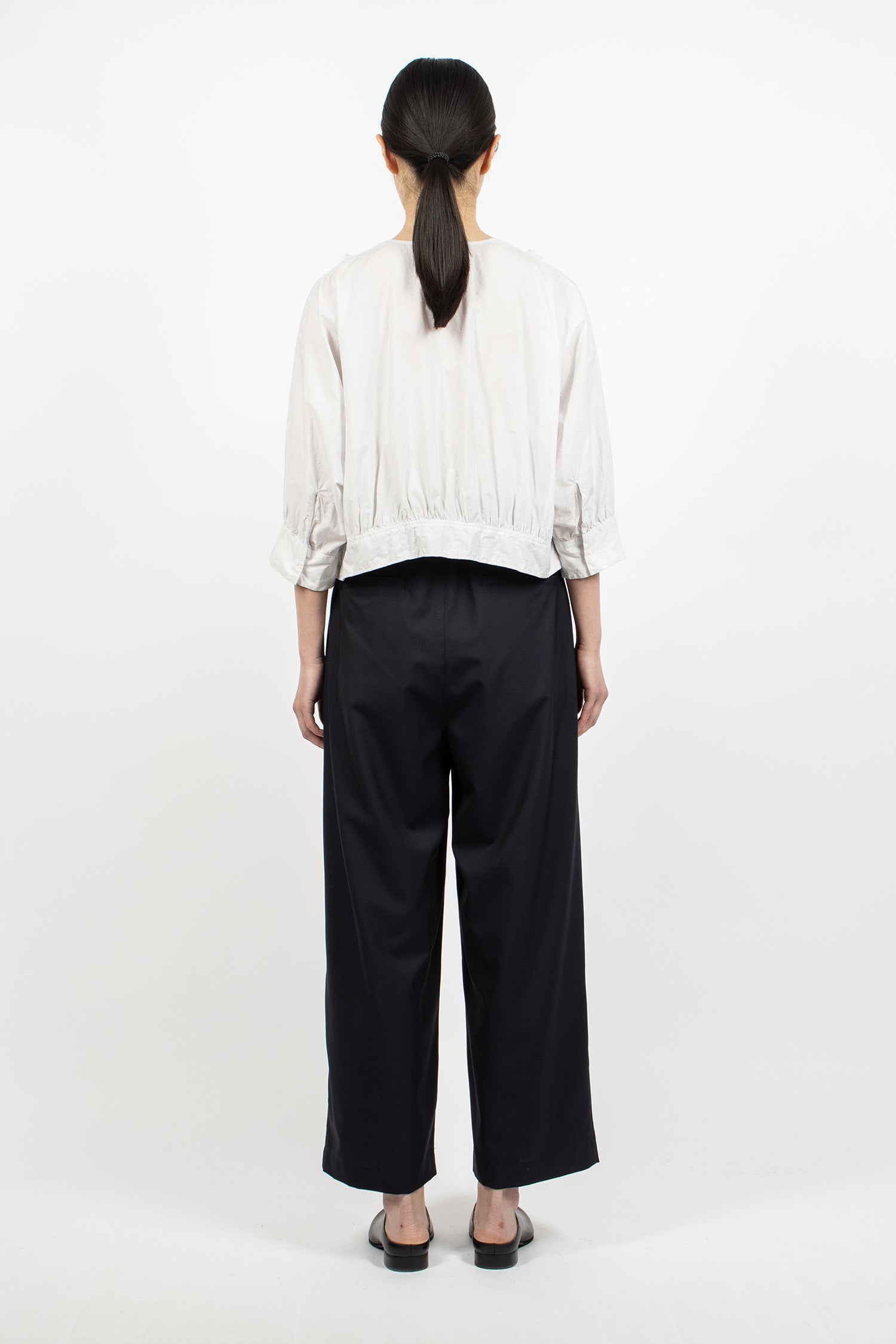 2 In-Pleat Baggy Wool Pants Dark Navy