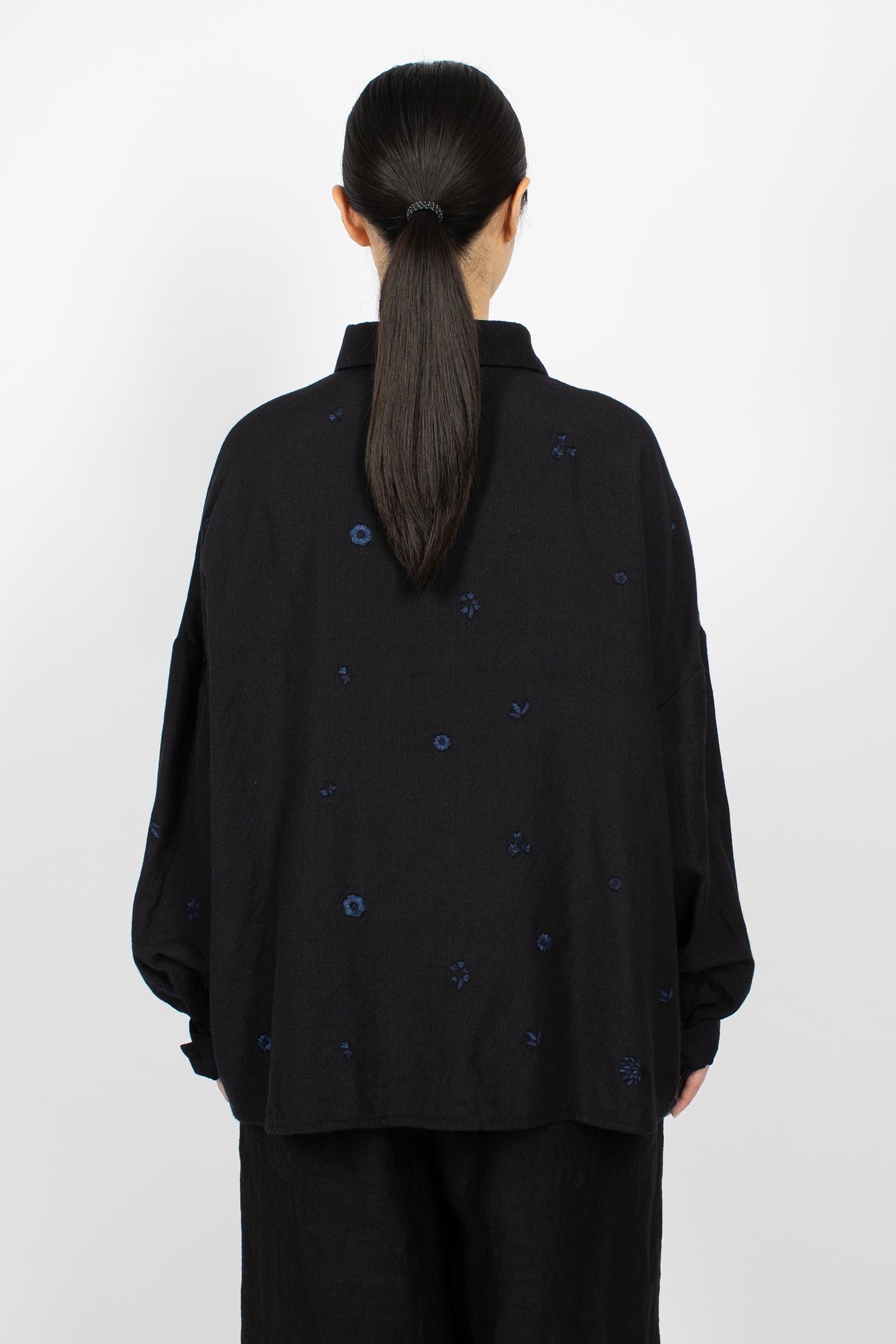 Mini Purana Embroidered Shirt Black Navy