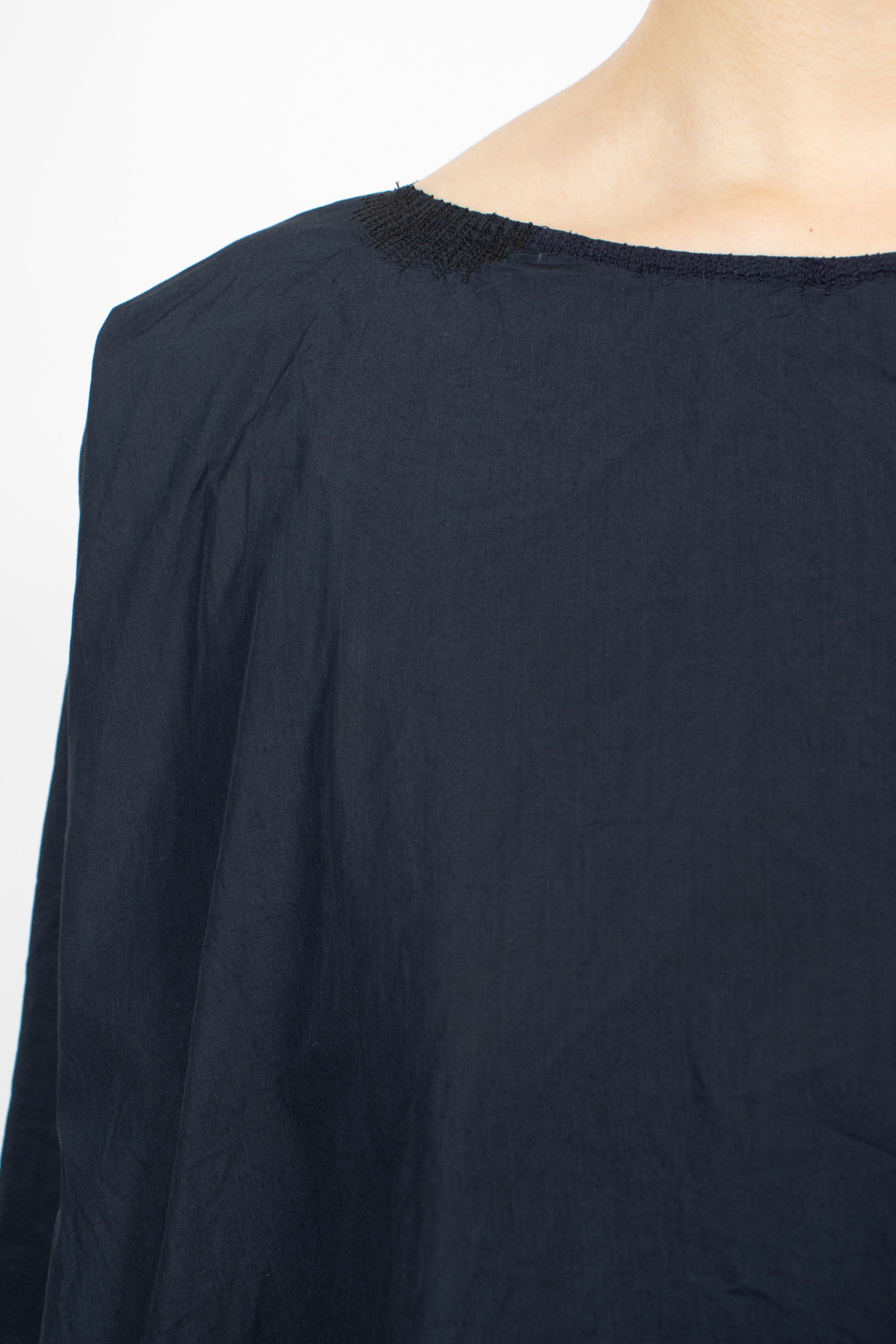 Zigzag Stitched Shirt Navy Blue