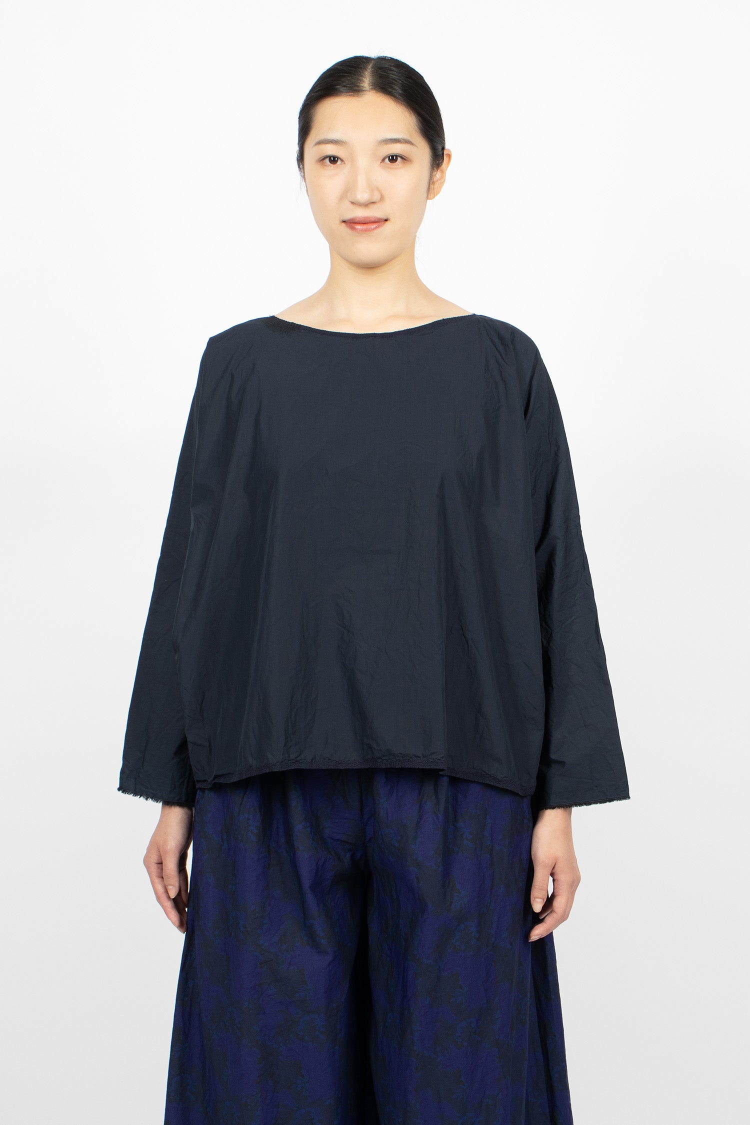 Zigzag Stitched Shirt Navy Blue