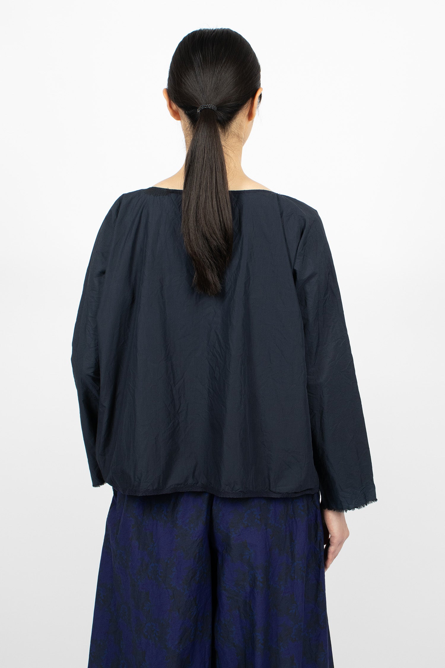 Zigzag Stitched Shirt Navy Blue
