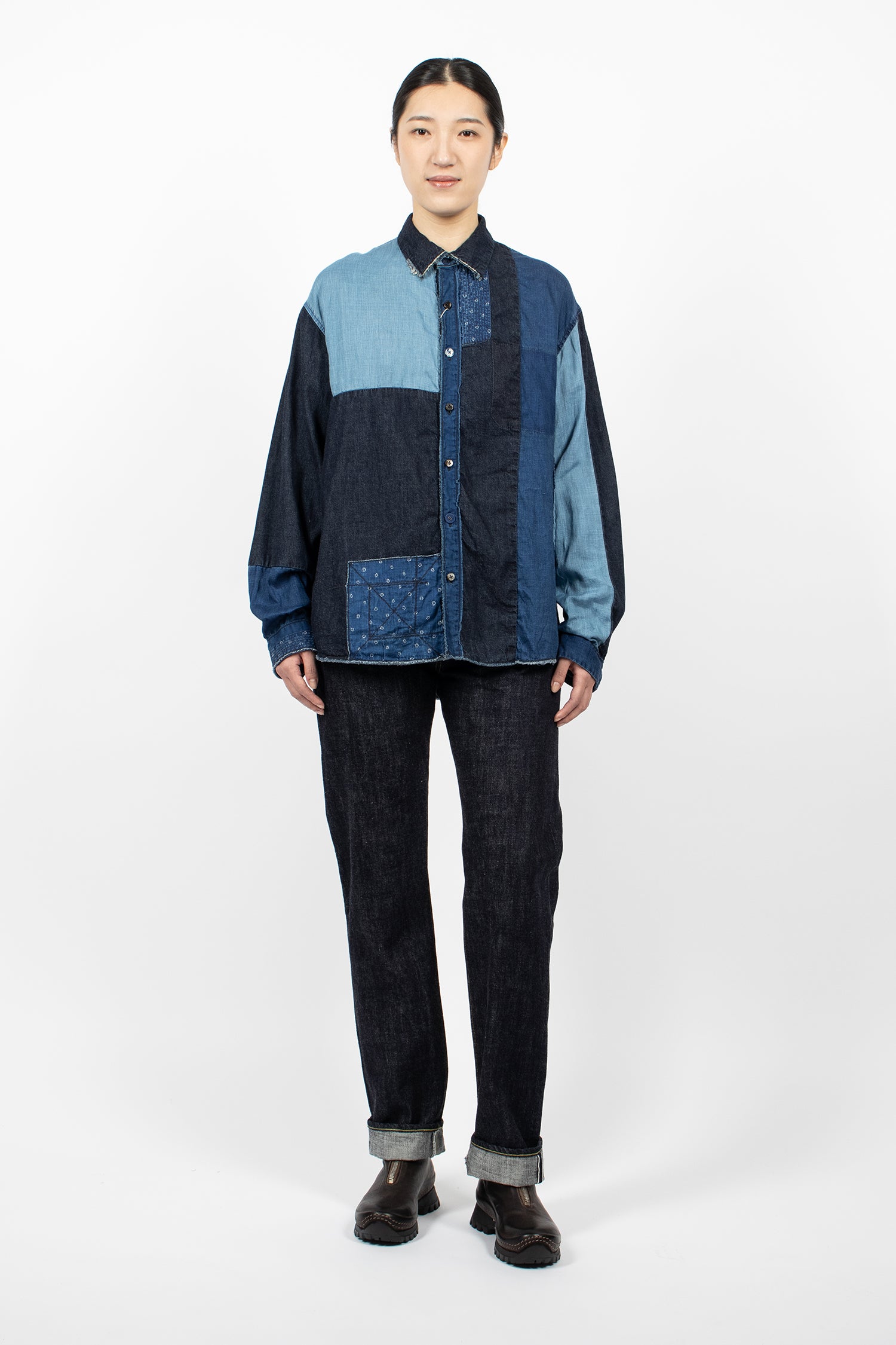 Katmandu Patchwork LS Shirt Indigo