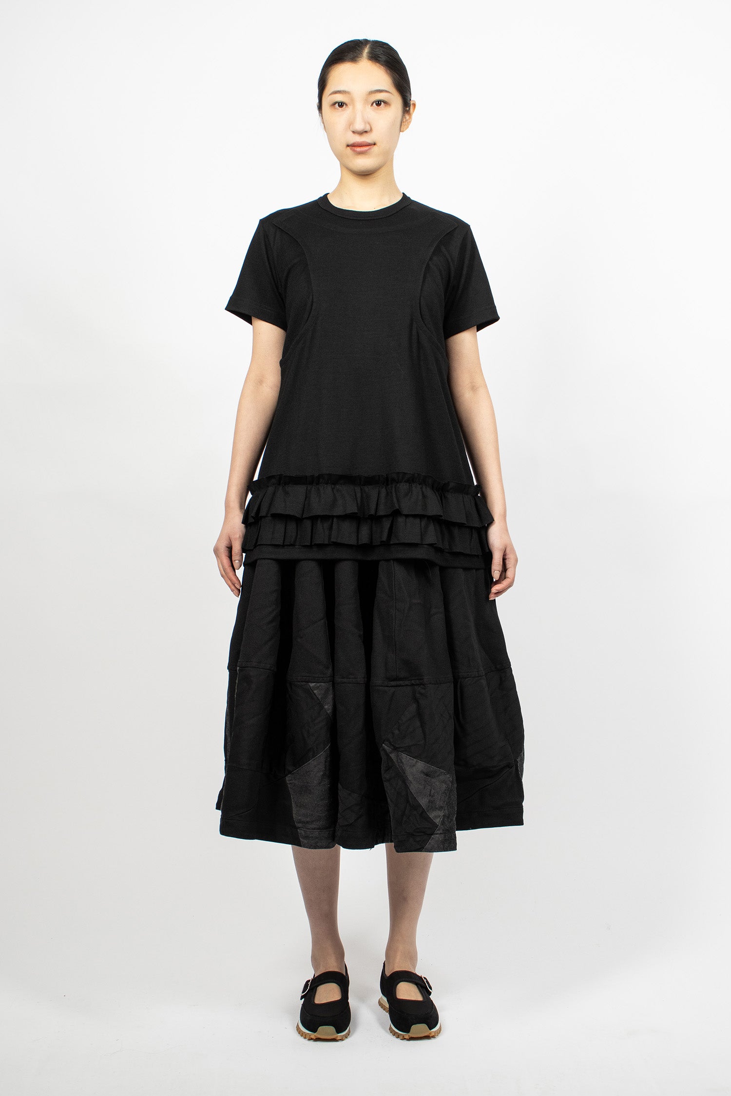 Patchwork Balloon Skirt Black Twill