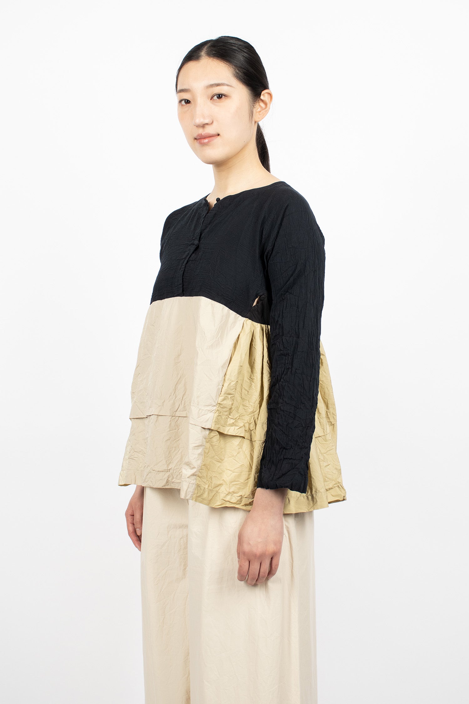 Patchwork Reversible Shirt Natural/Black