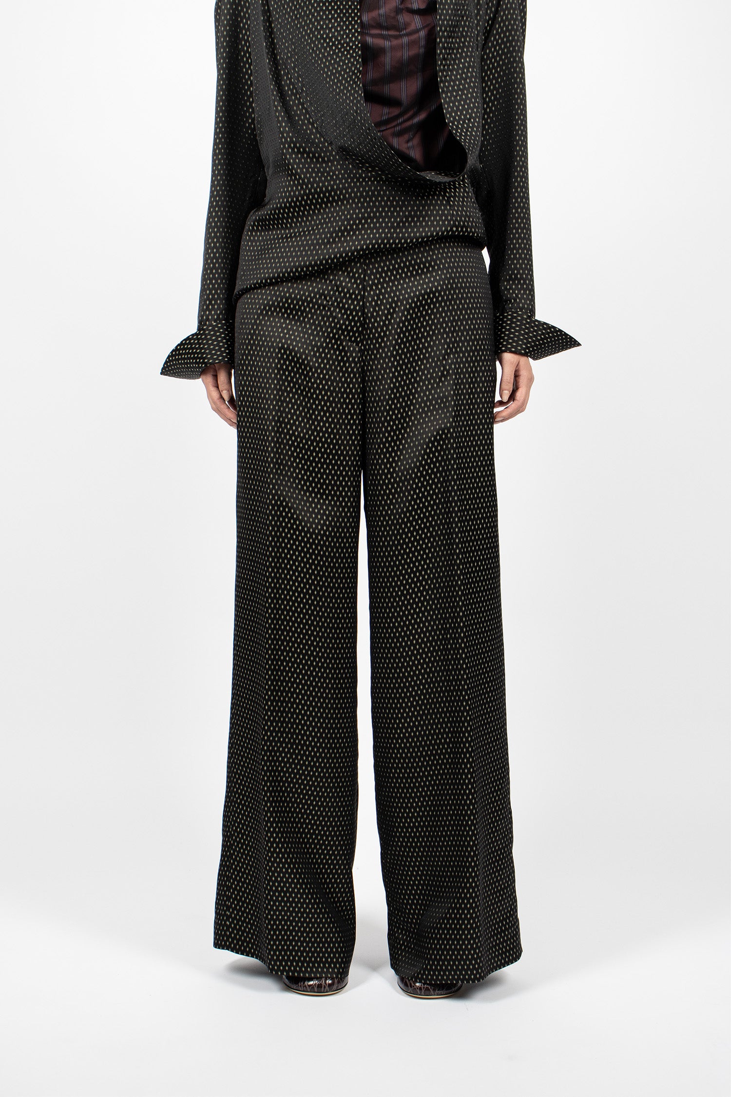 Jacquard Wide Leg Pants Black