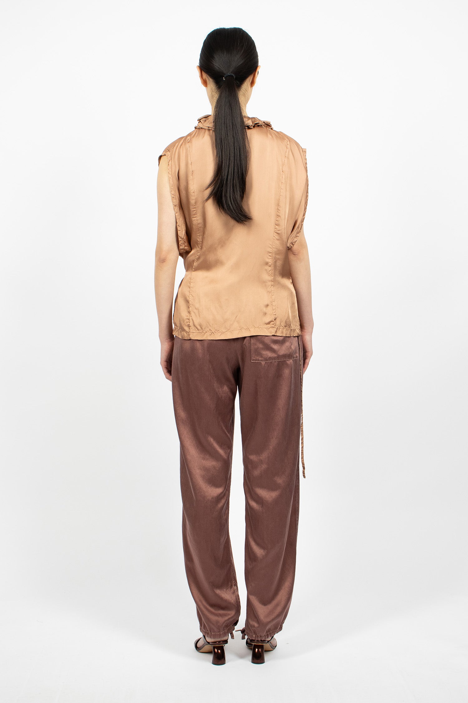 Drawstring Twill Pants Taupe
