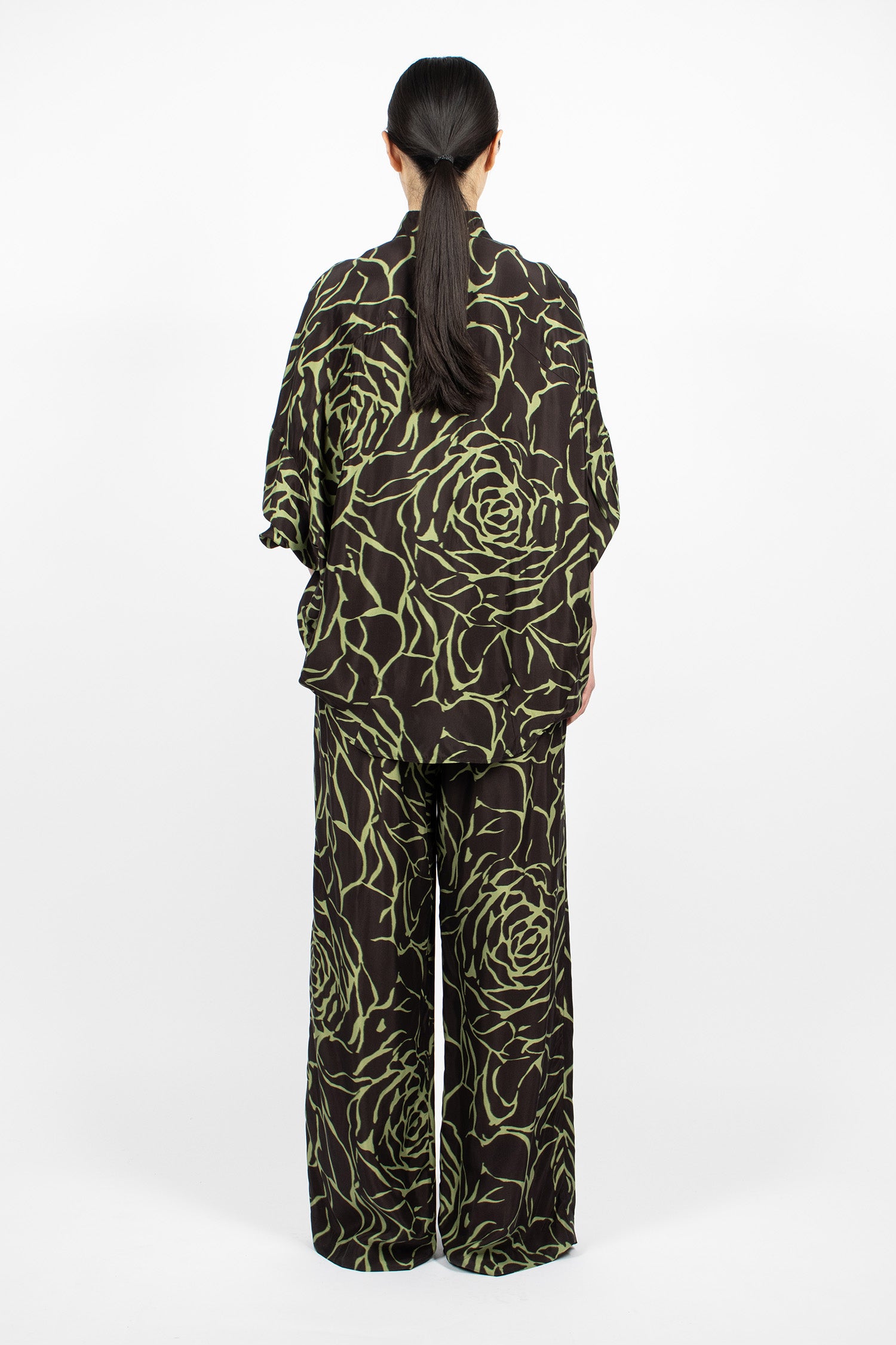 Wide Leg Elasticated Pants Black/Rose