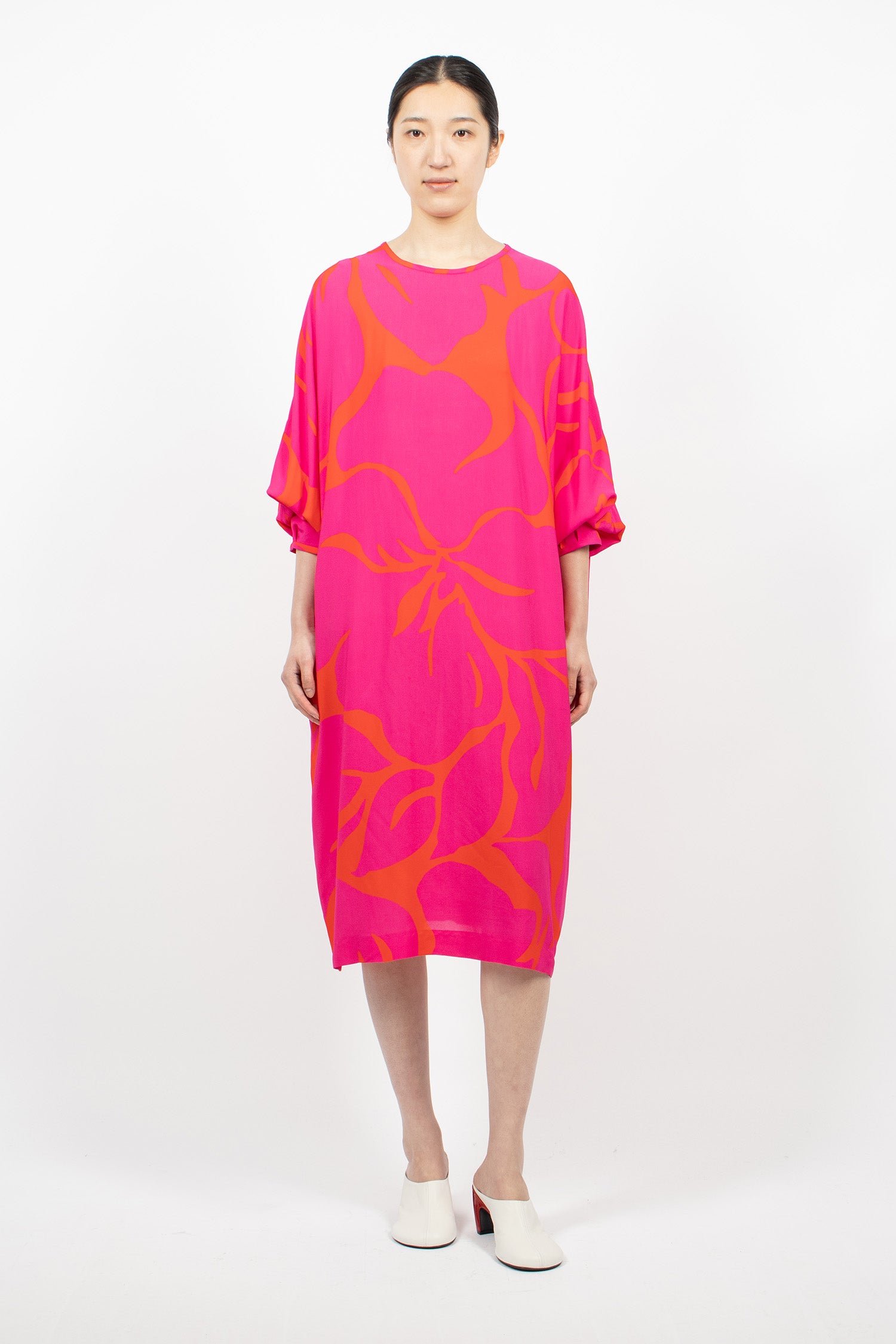 Long Sleeve Midi Dress Fuchsia