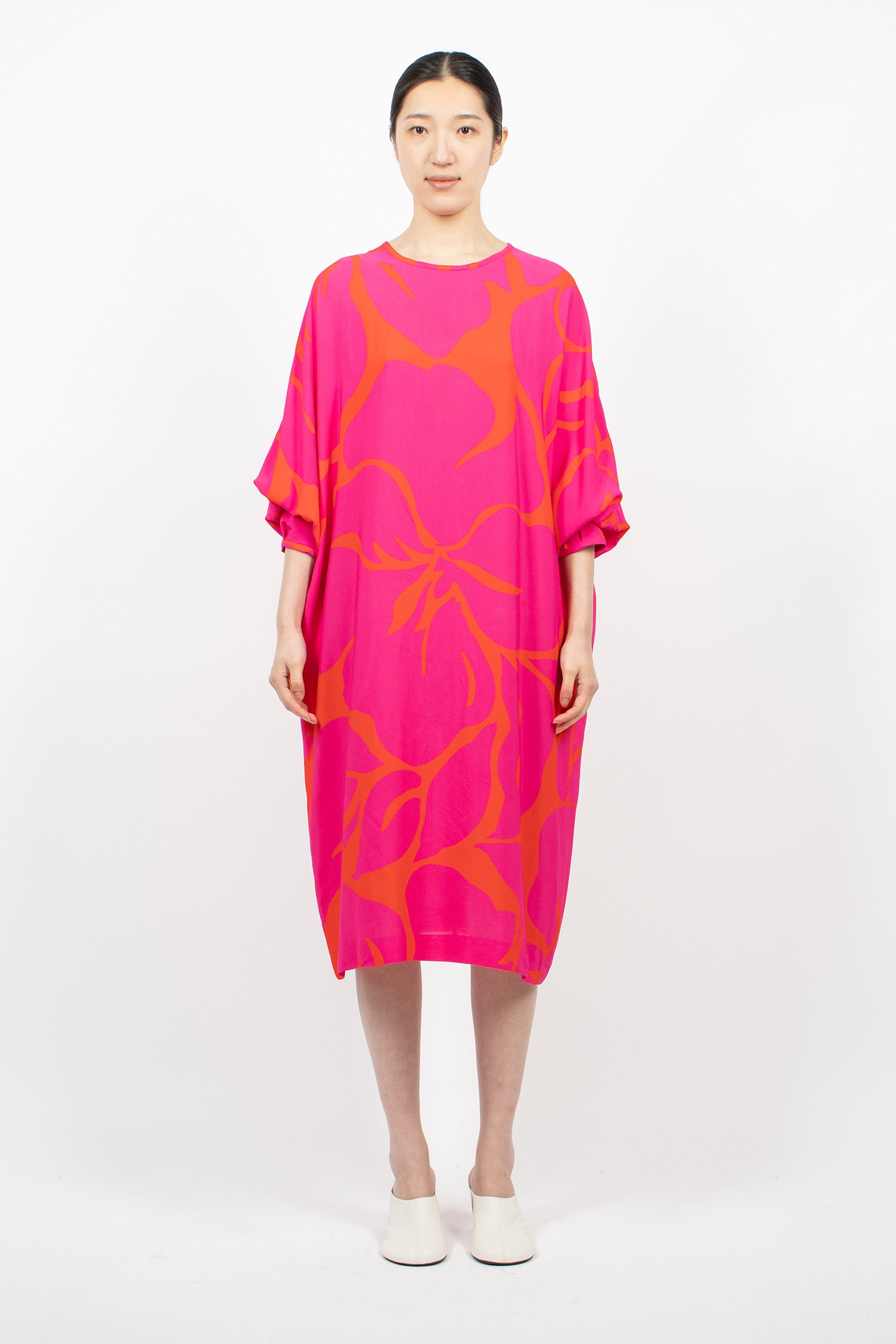 Long Sleeve Midi Dress Fuchsia