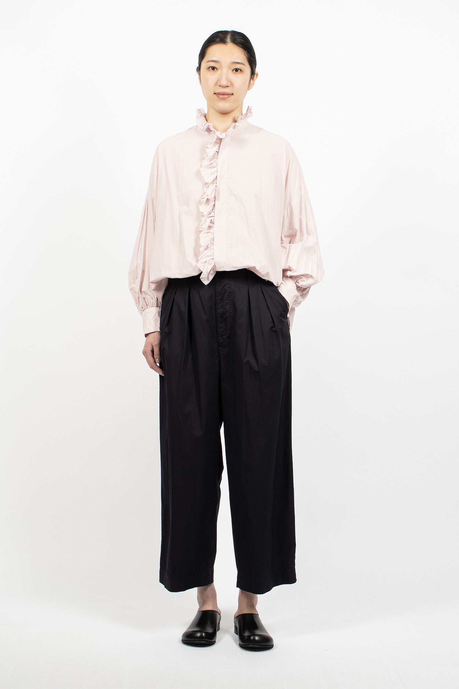 2 In-Pleat Baggy Twill Pants Dark Navy