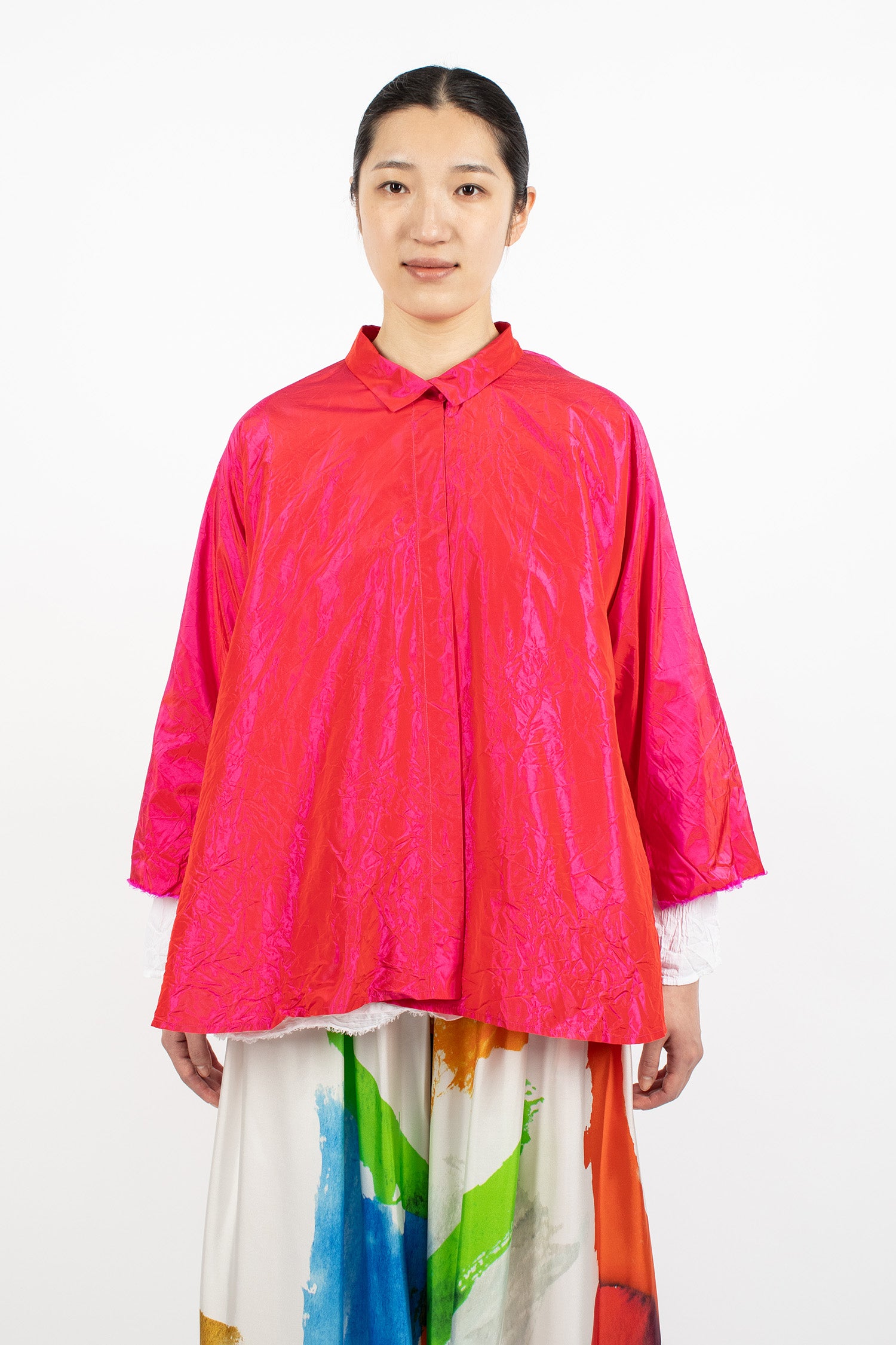 Washed Silk Jacket Fuchsia Red