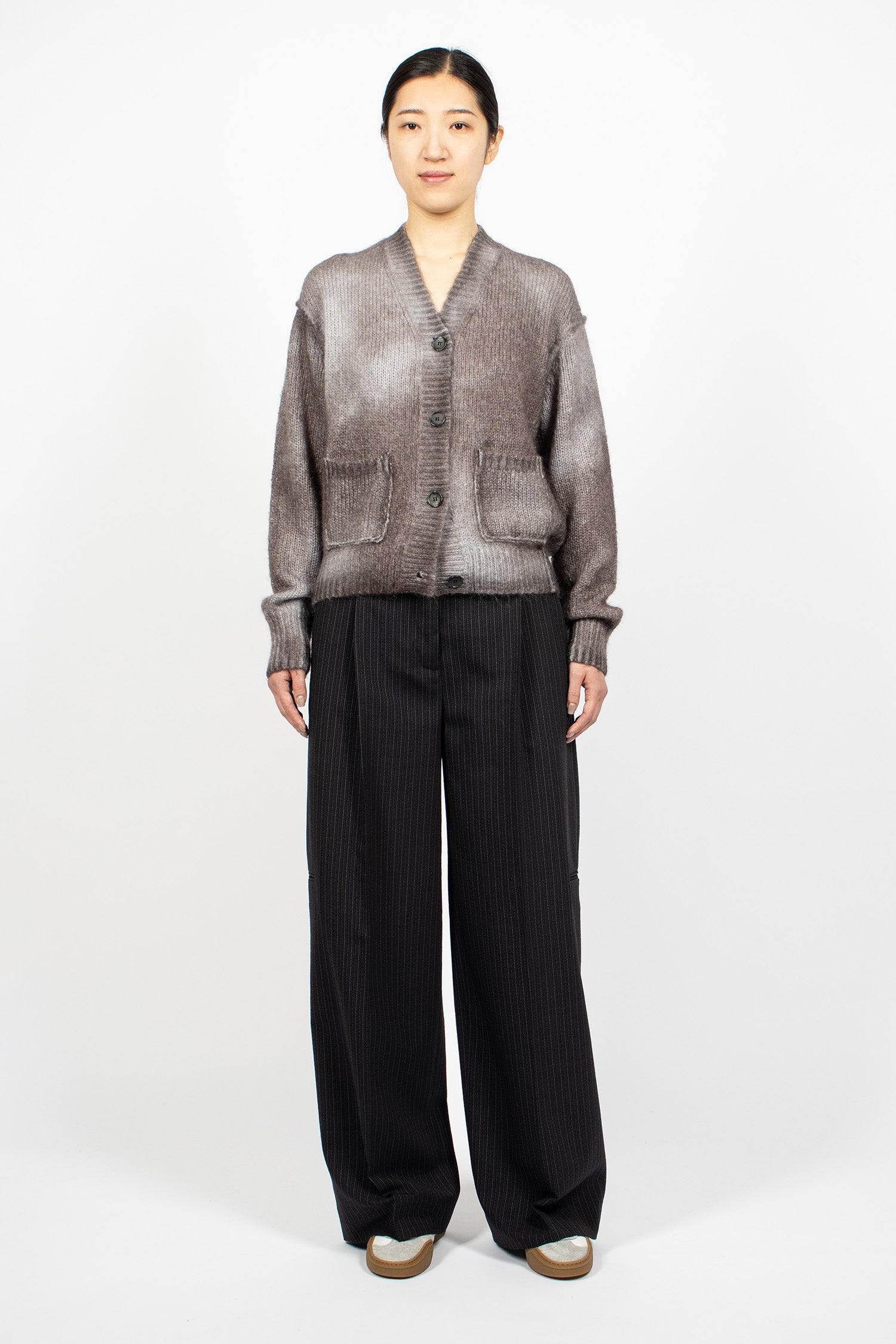 Sprayed Mohair Cardigan Anthracite Grey