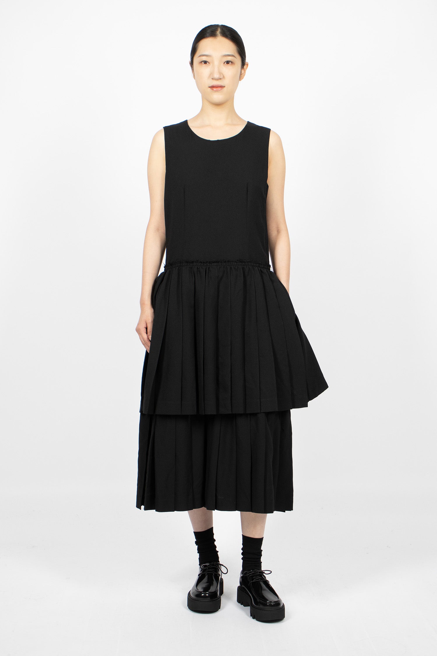 Pleated Pinafore Dress Black Pleated Pinafore Dress Black