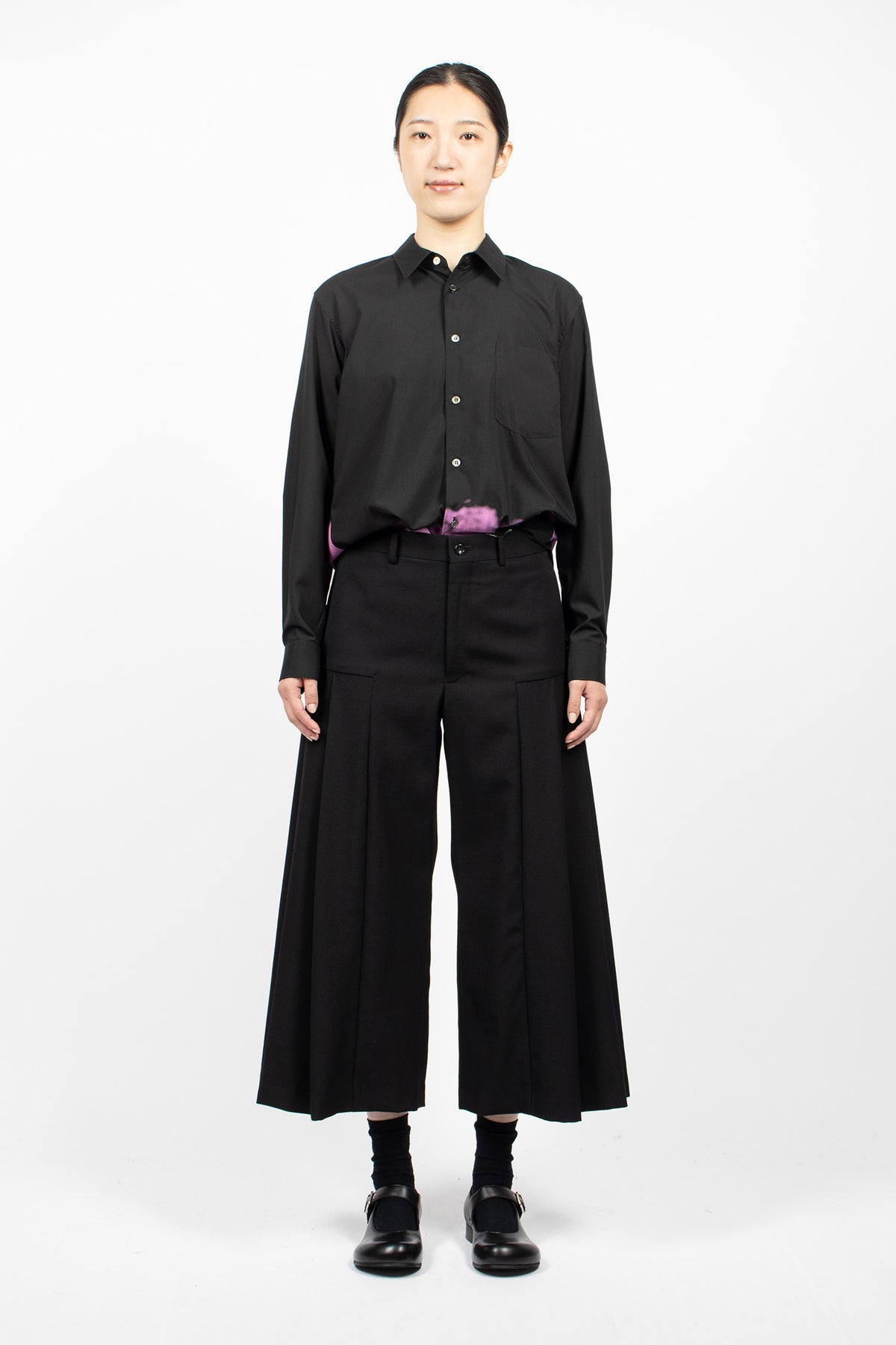 Pleated Wide Leg Pants Black