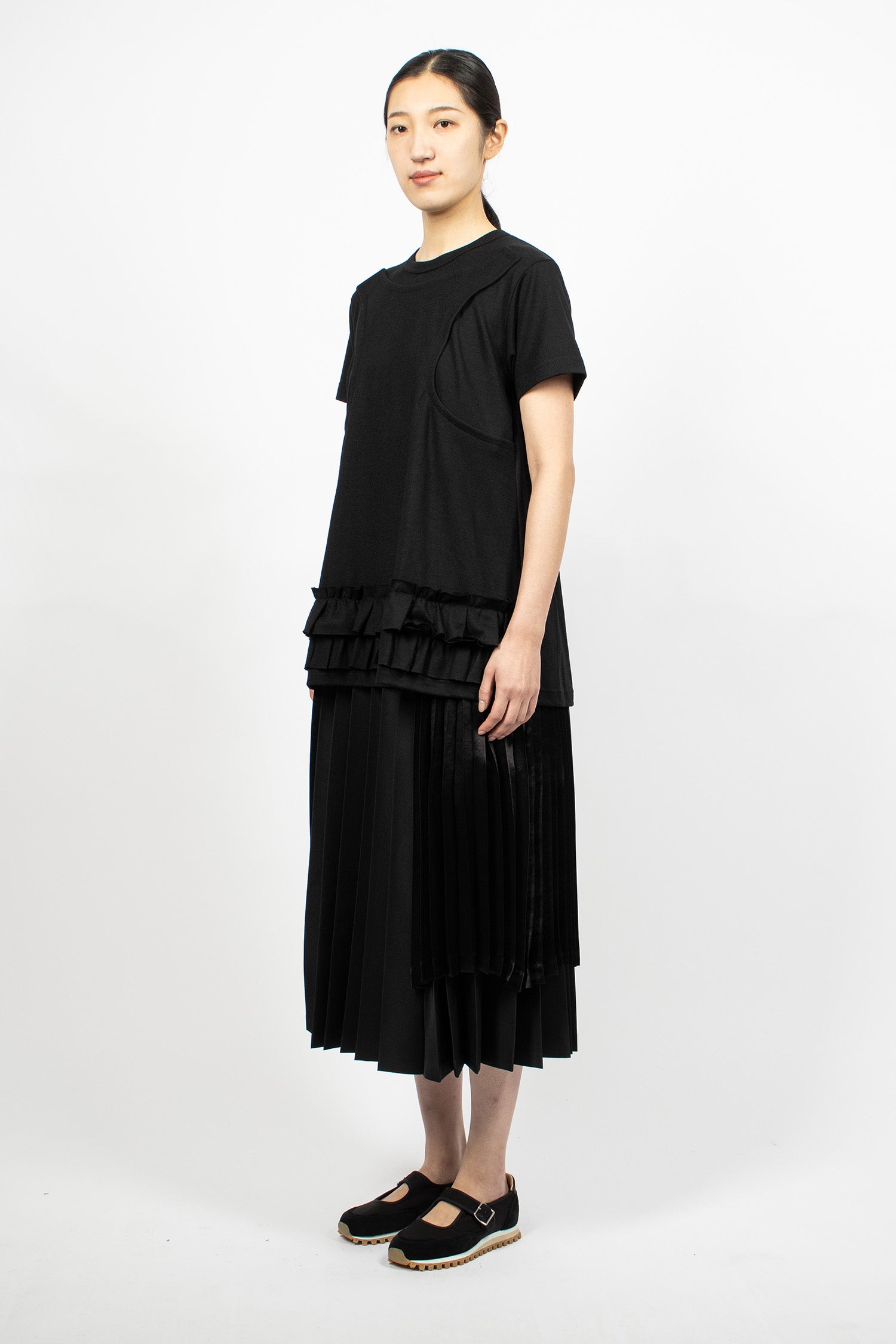 Pleated Panel Skirt Black