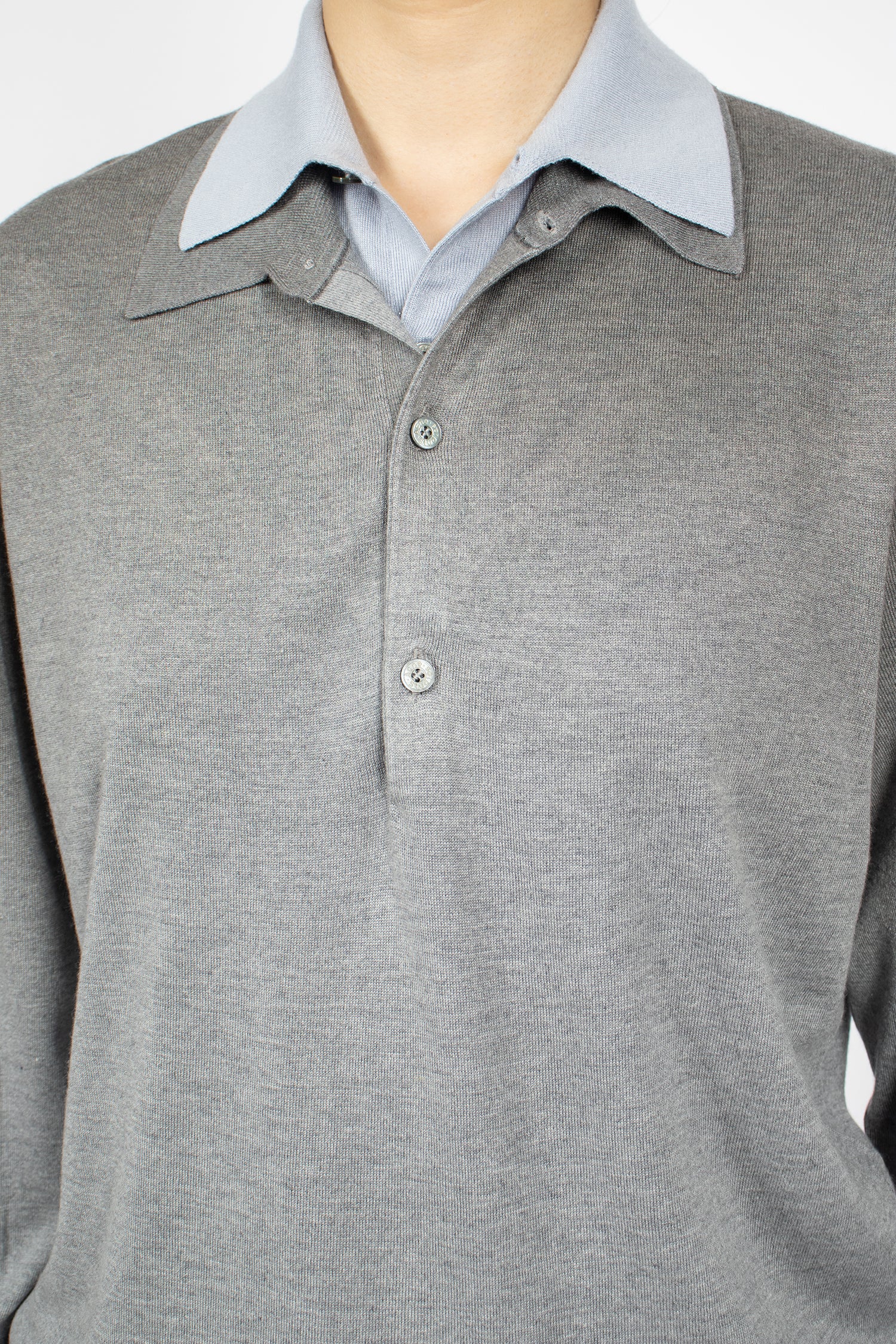 Layered Silk Jumper Sky Blue/Light Grey Melange