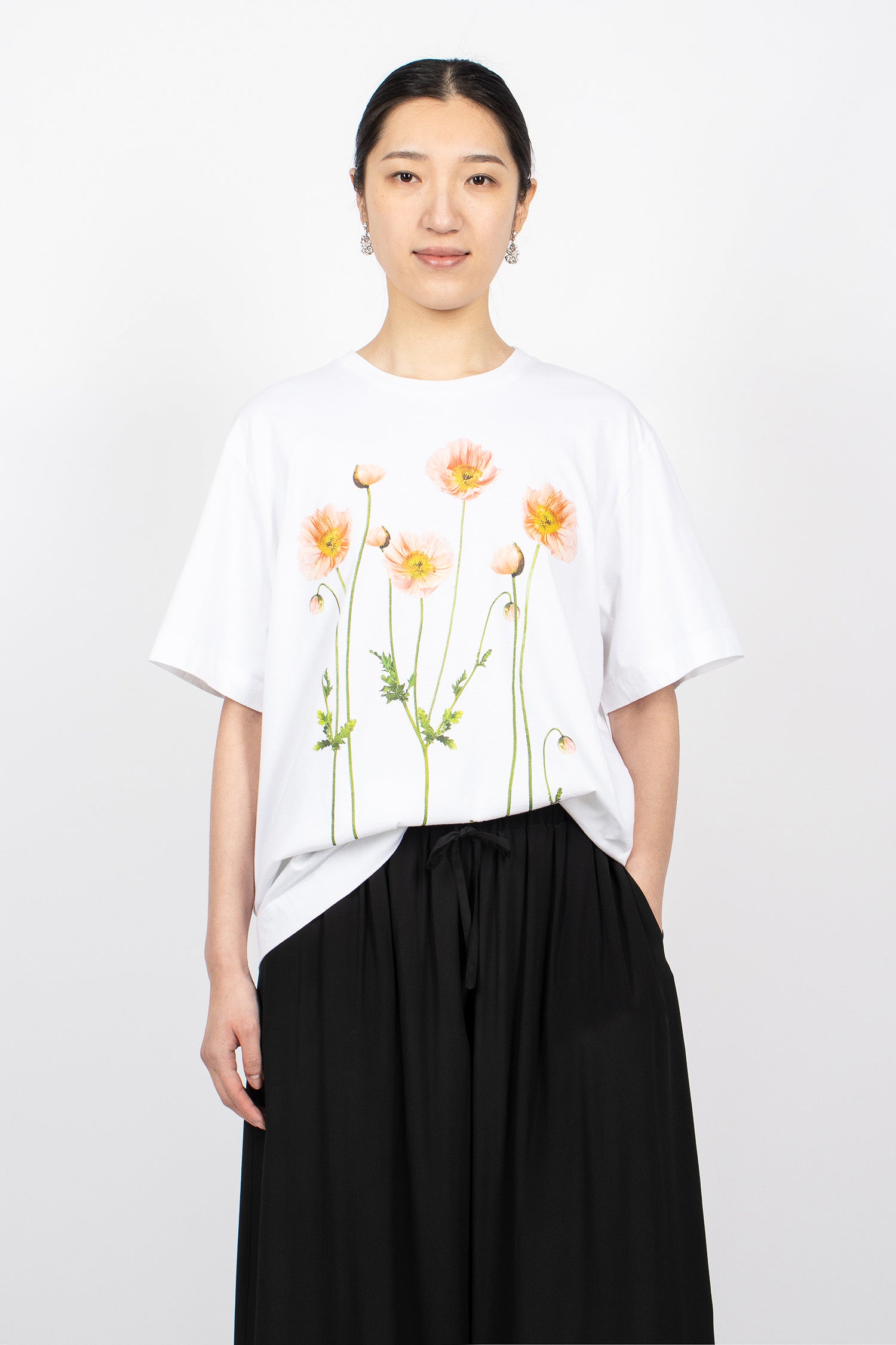 Poppy Field Print T-Shirt White