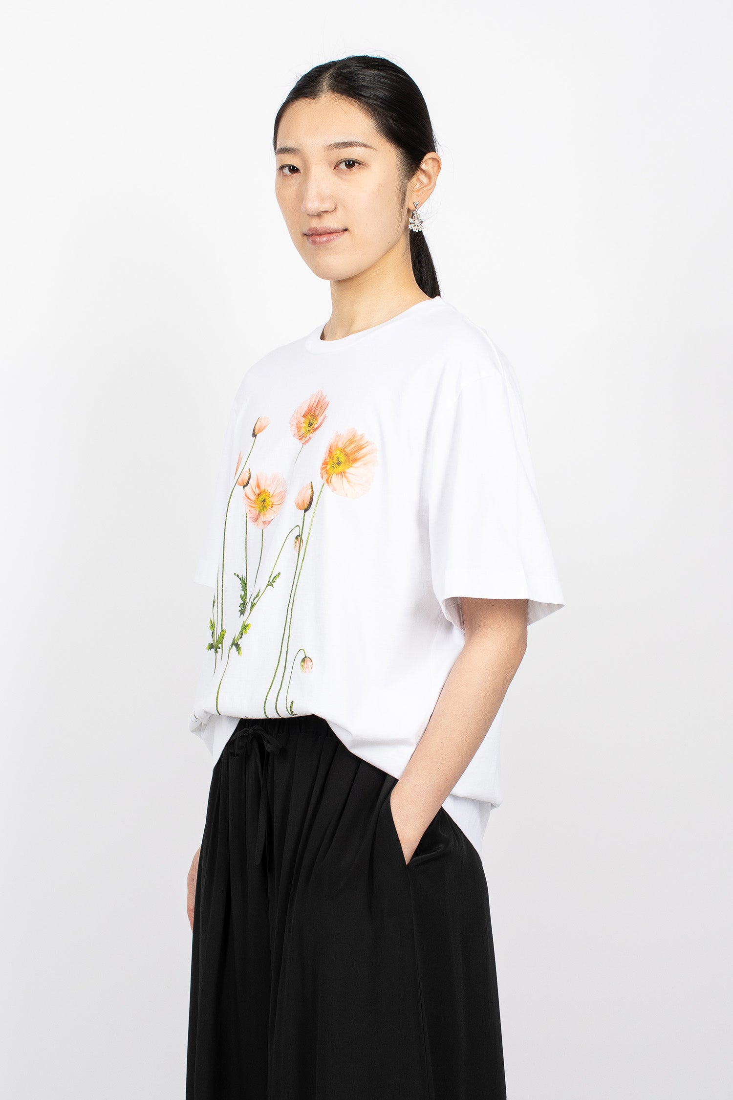 Poppy Field Print T-Shirt White